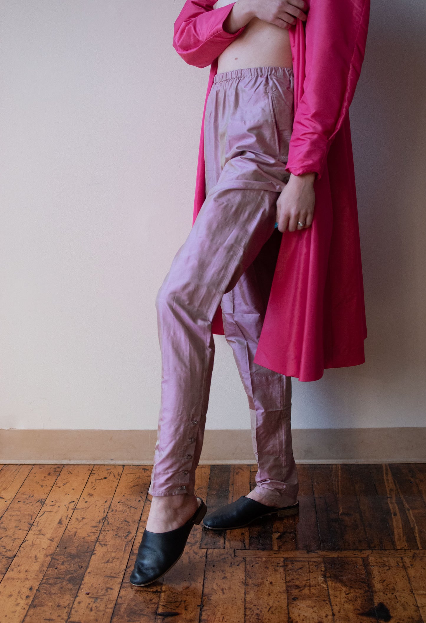 Pink Silk Pants | Romeo Gigl