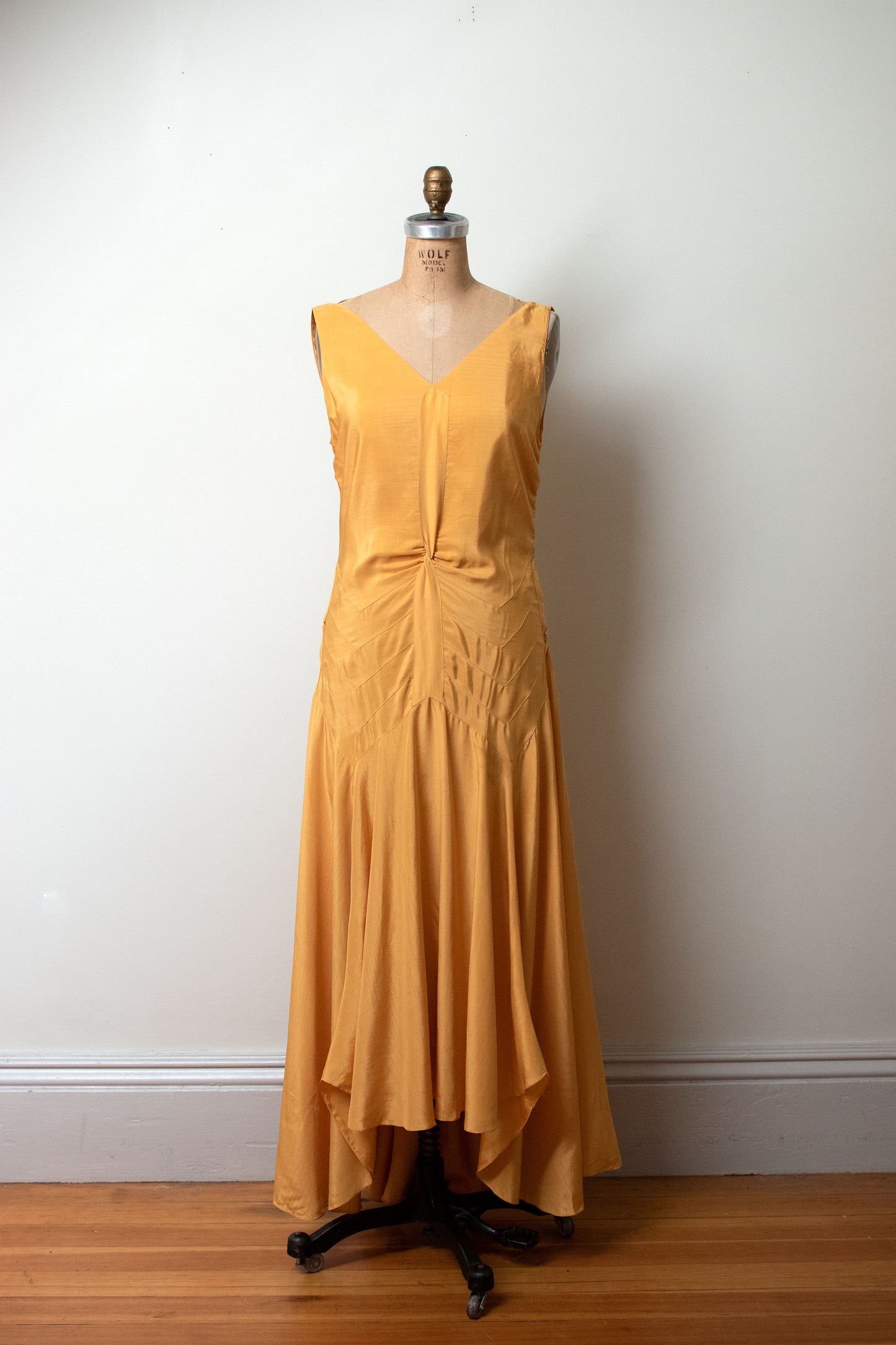 1920s Marigold Dress w/ Floral Applique