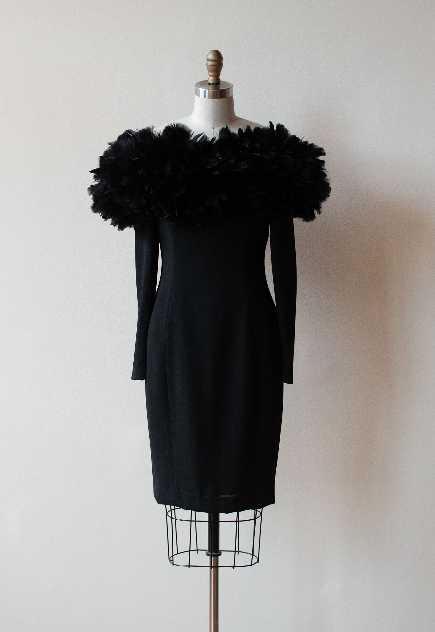 1980s Feather Trim Dress | A.J. Bari
