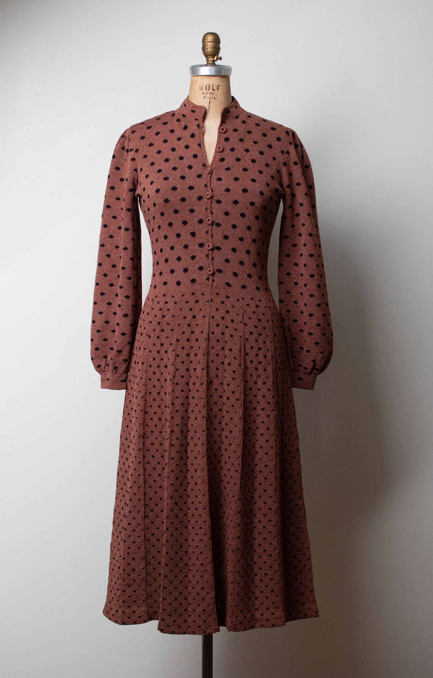 1980s Polka Dot Knit Dress