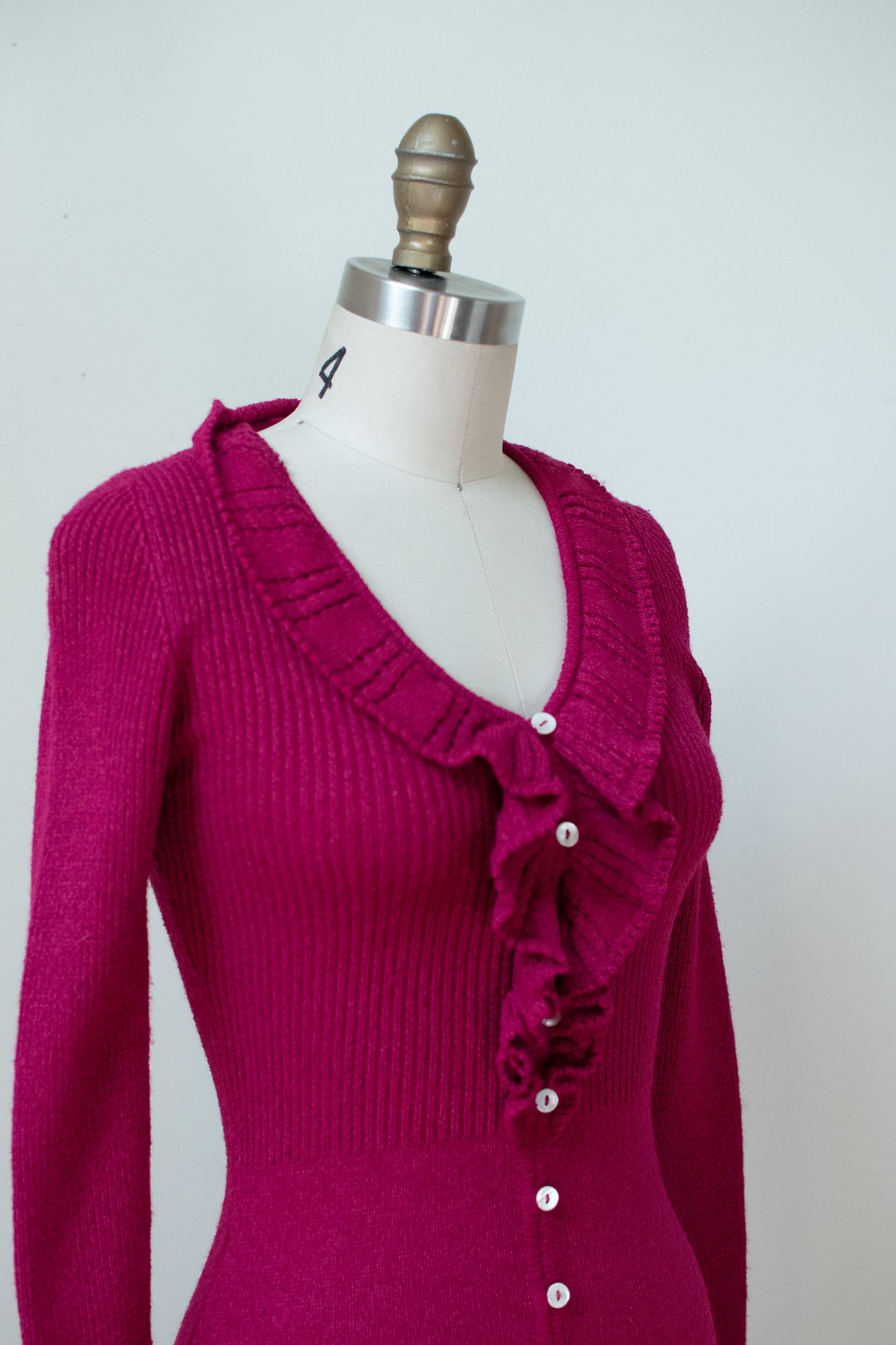 1970s Raspberry Knit Dress