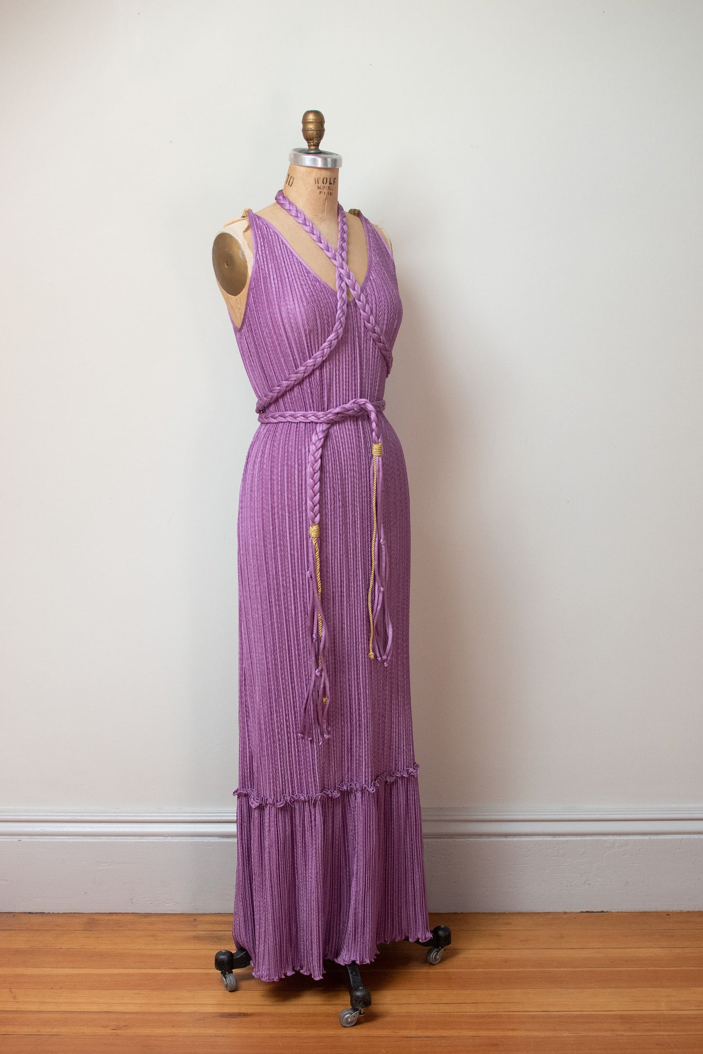 1980s Lilac dress w/ Braided Belt | Mary Mcfadden