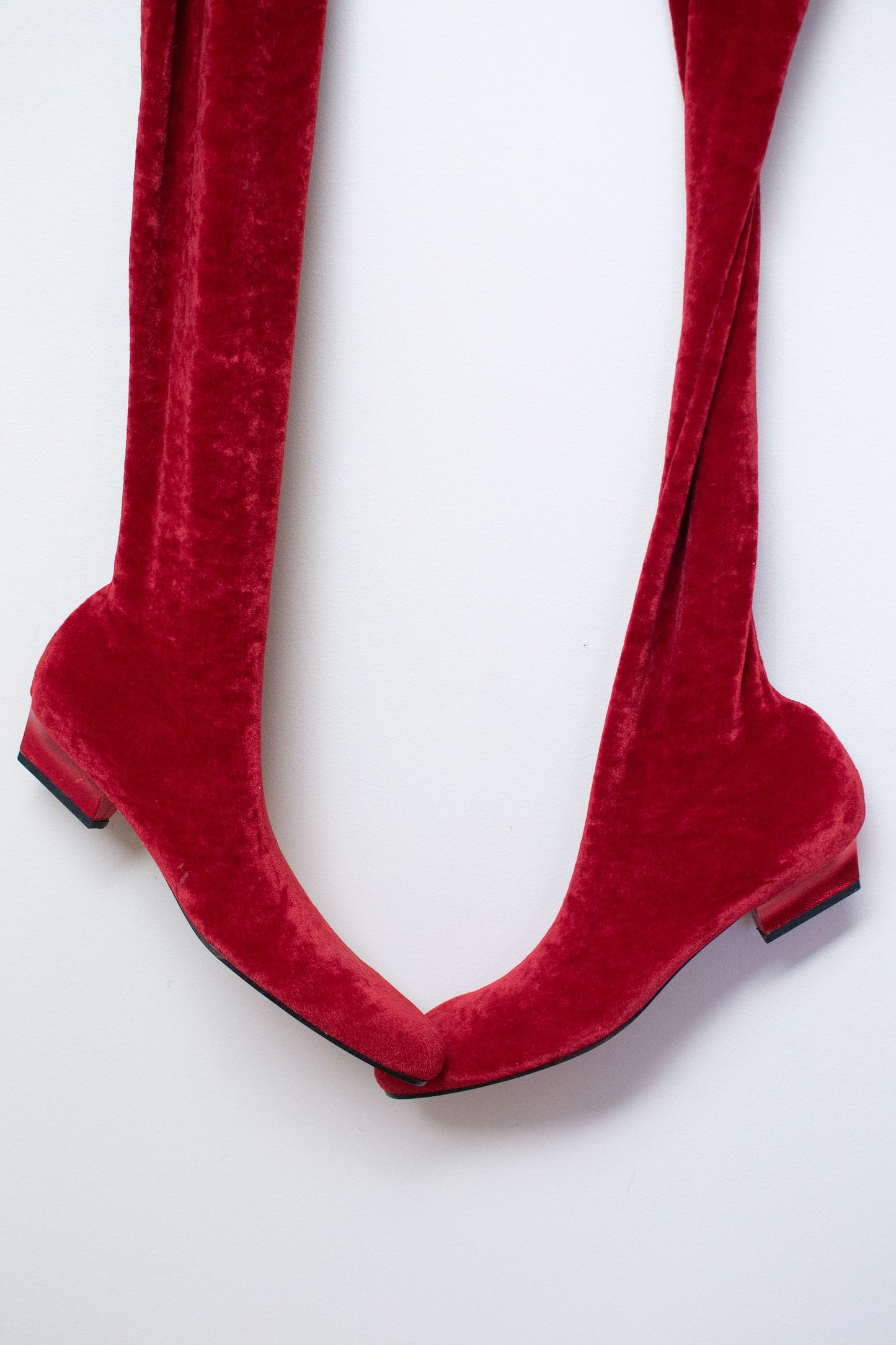 1990s Red Velvet Boots