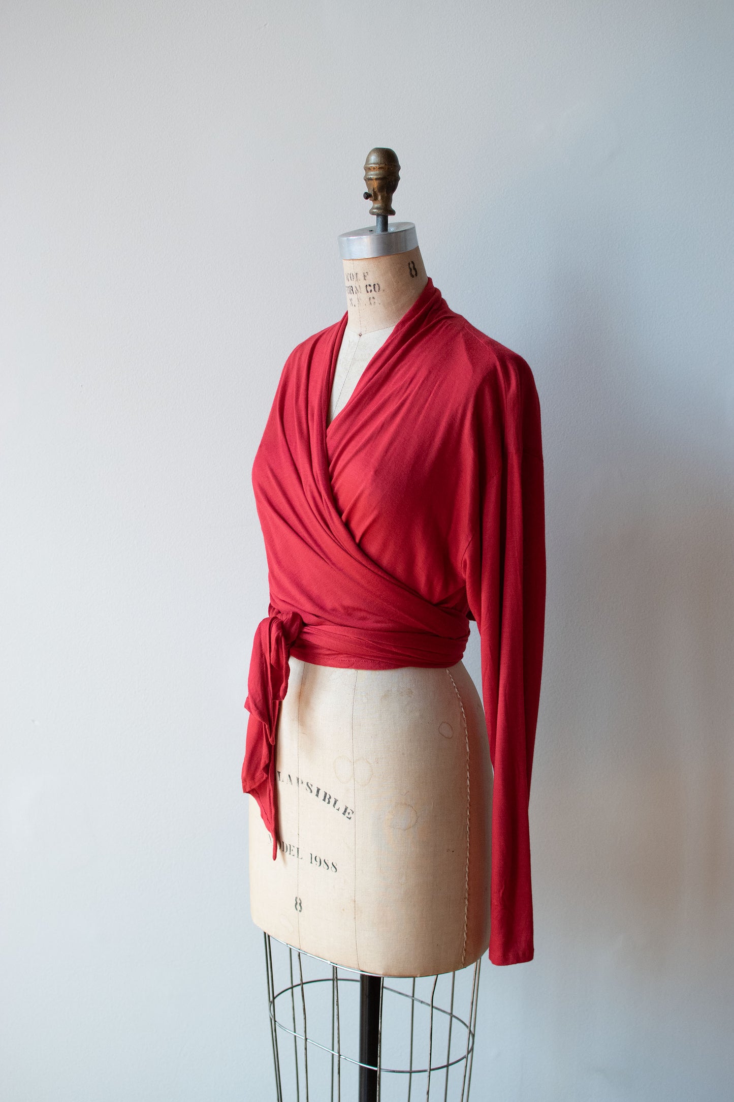 Red Jersey Wrap Top