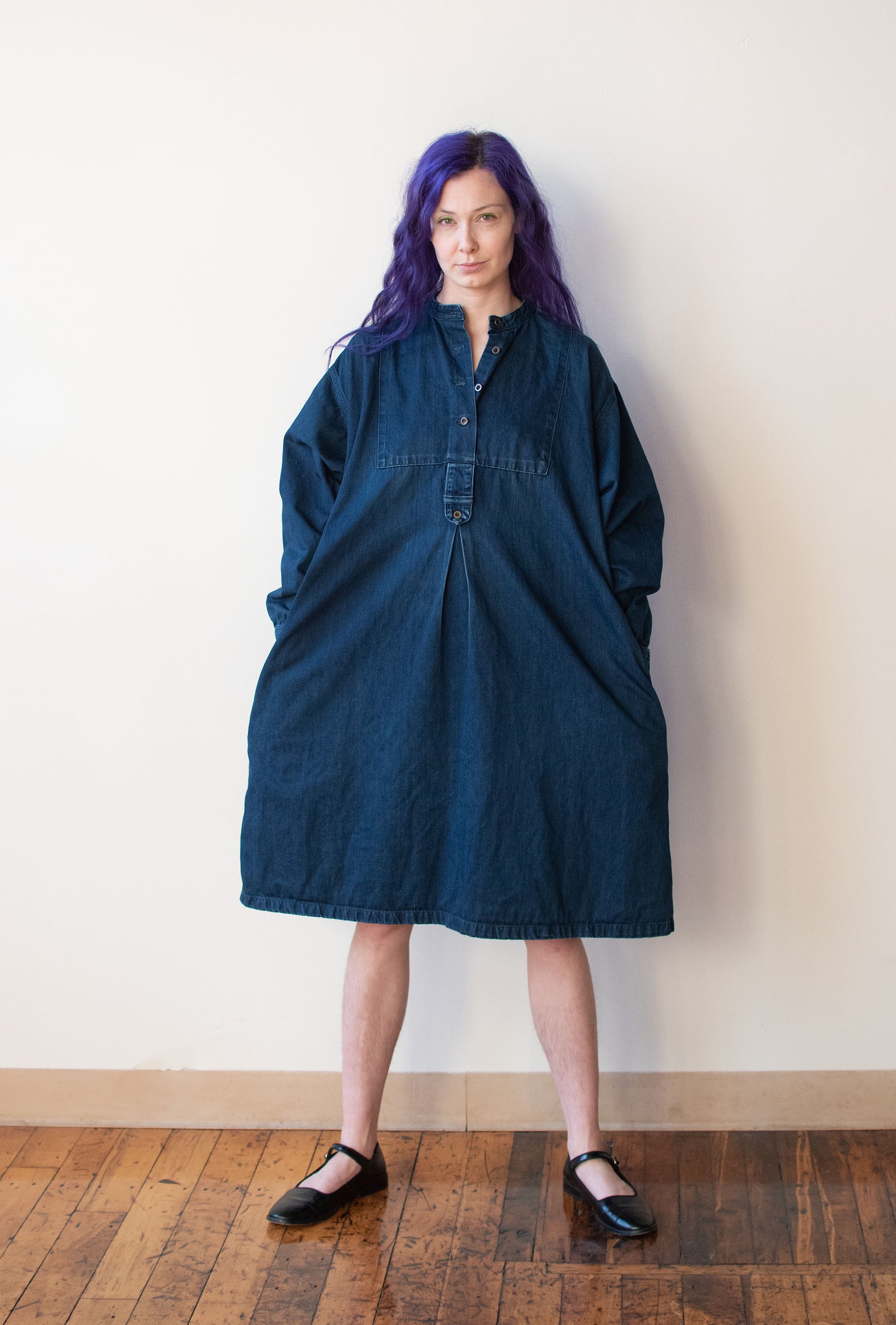 1980s denim dress 1980s-90s Midi-length Zipper Denim Coat Dress Medium