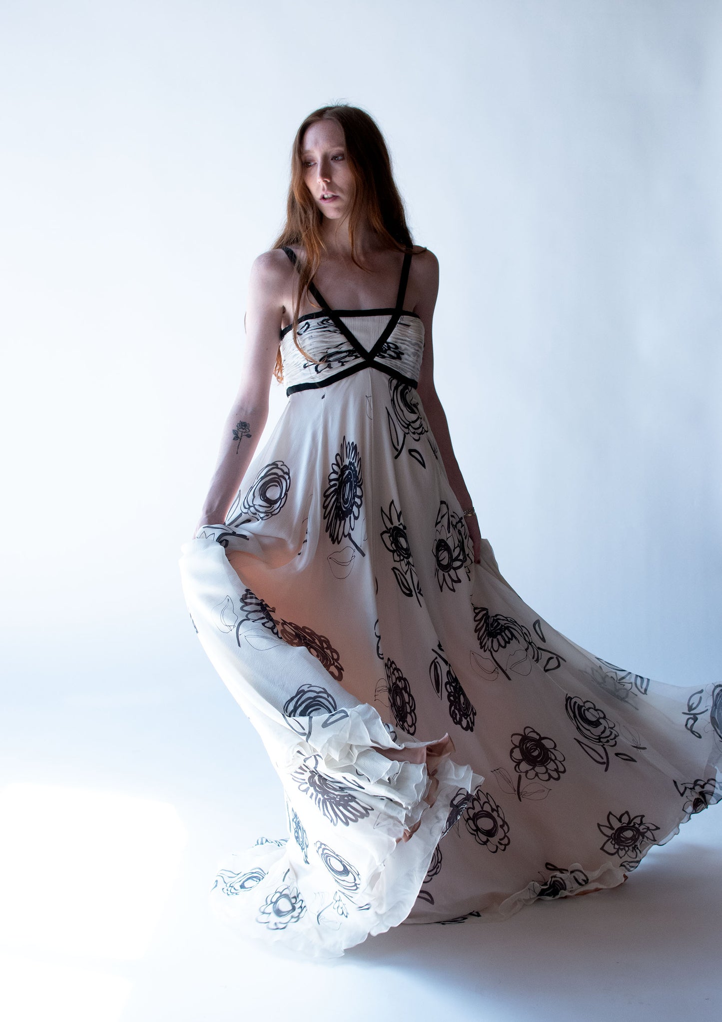 Floral Print Chiffon Gown | Bill Blass