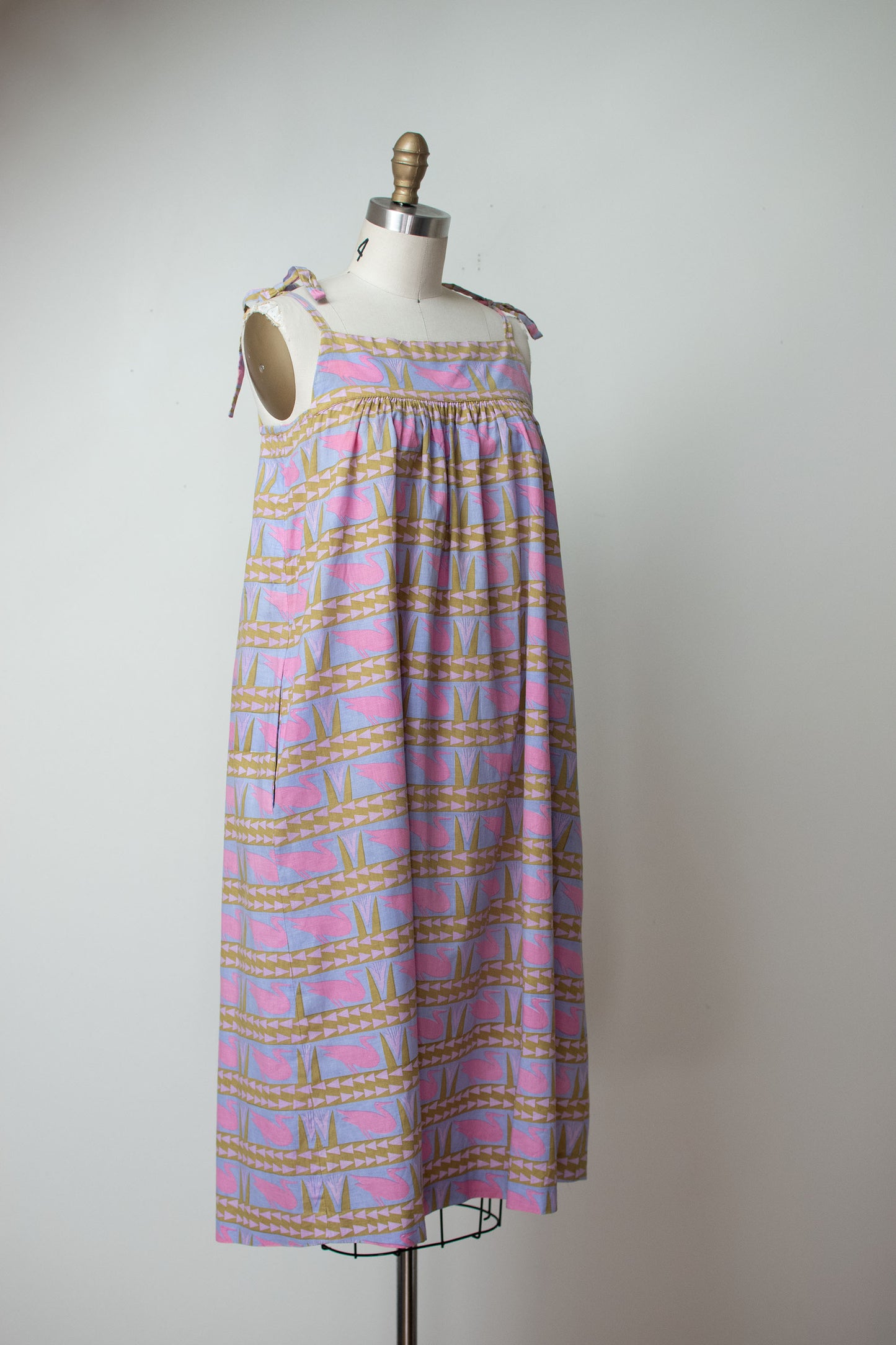 1990s Crane Print Dress