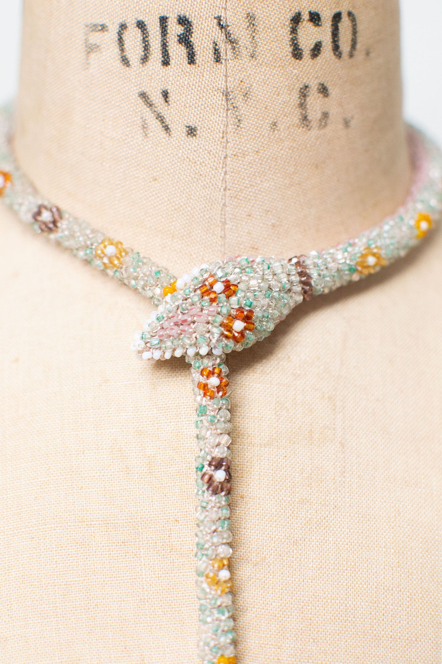 Bead Crochet Snake Necklace | Antique Seafoam