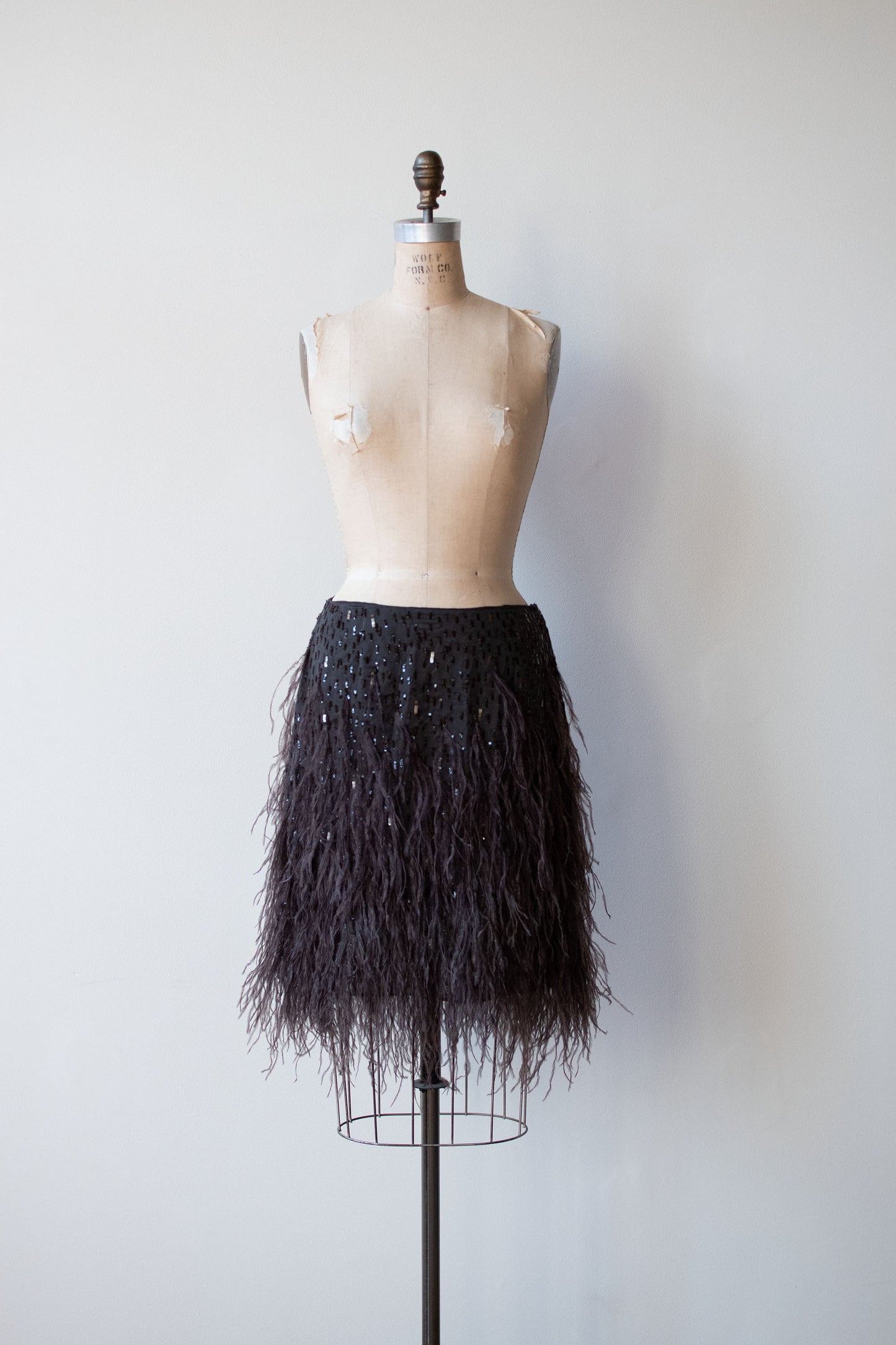 1990s Silk Feather Trim Skirt | Heidi Weisel