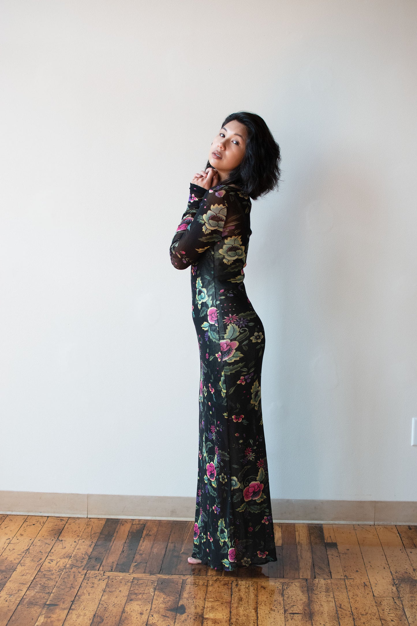 Floral Print Mesh Dress | Cache Vivienne Tam