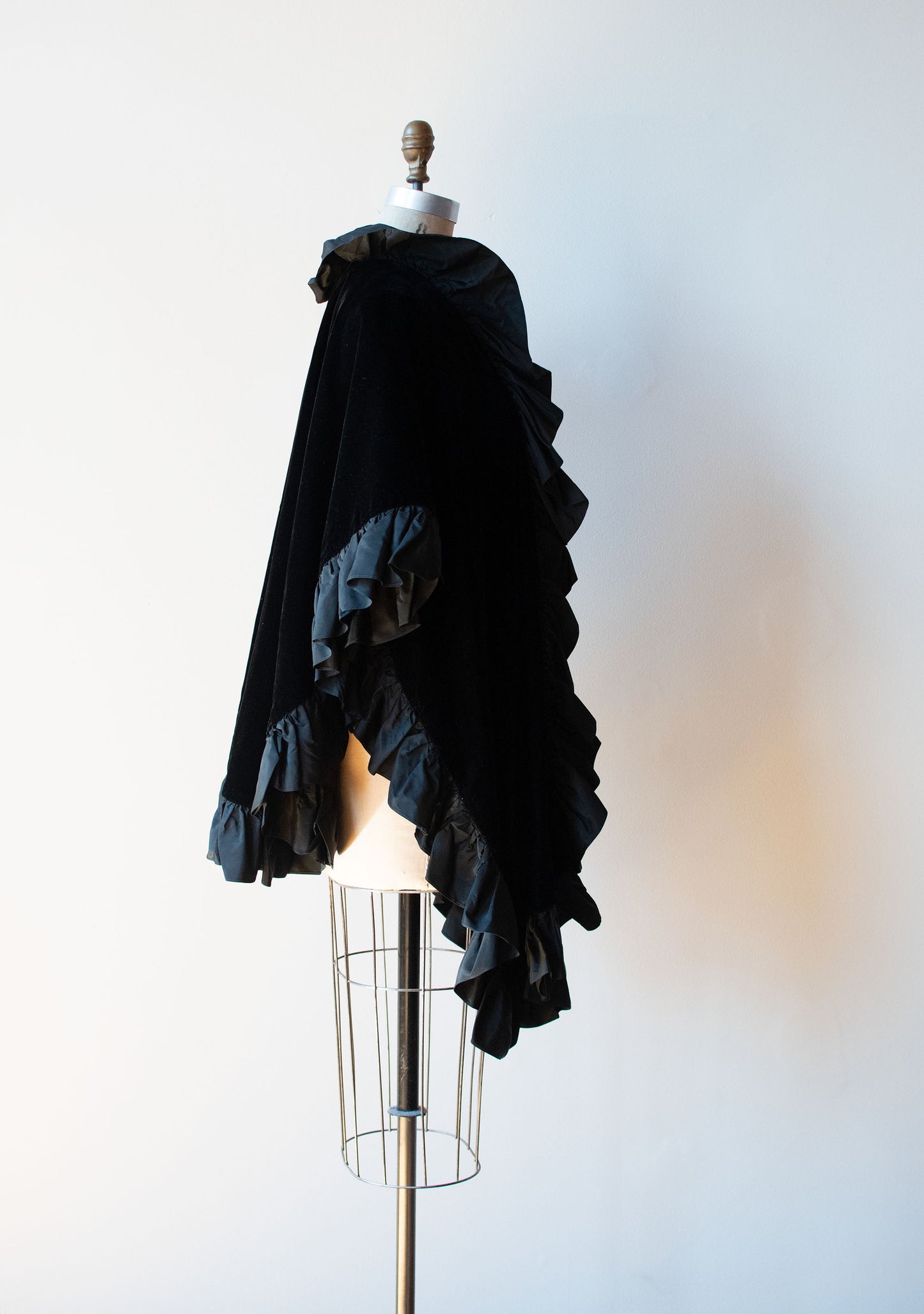 Black Velvet Ruffled Cape | A.J. Bari