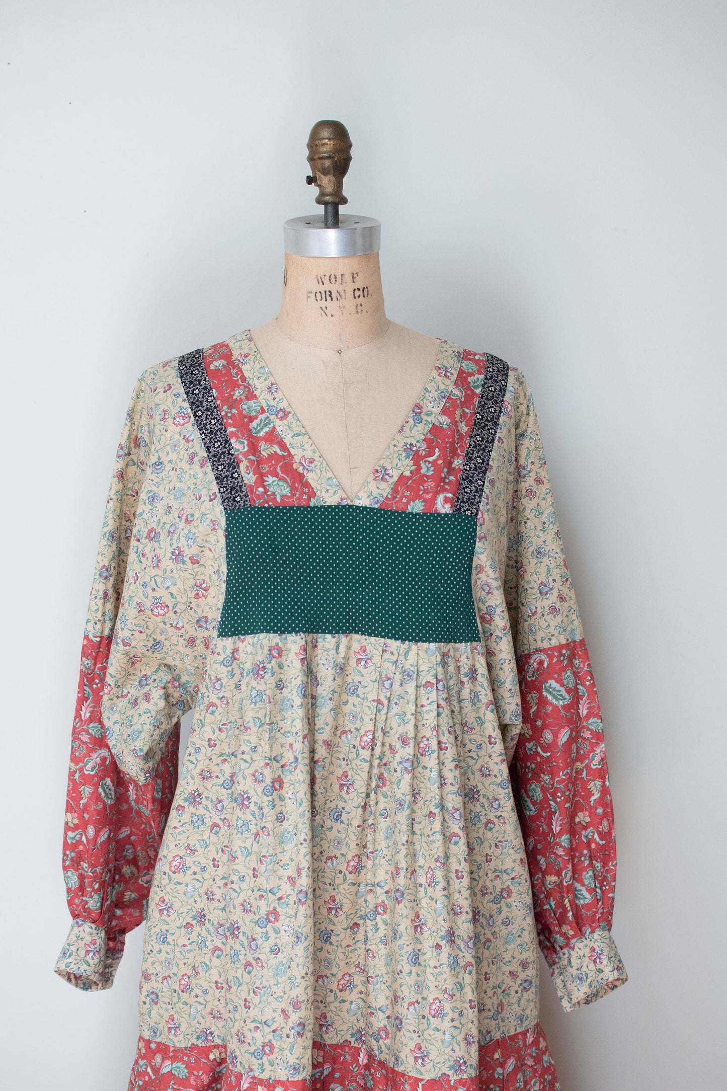 1980s Mixed Floral Print Dress