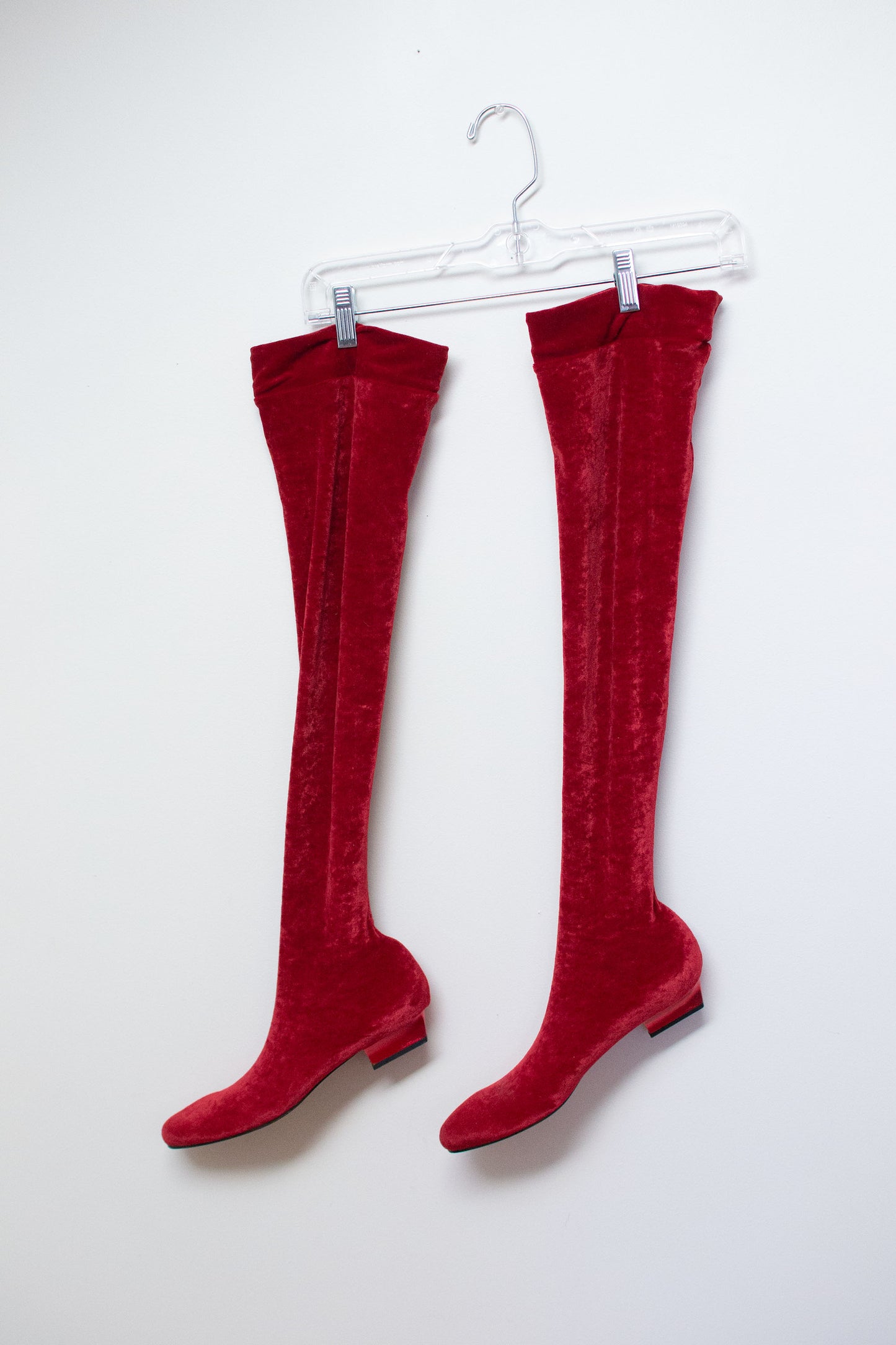 1990s Red Velvet Boots