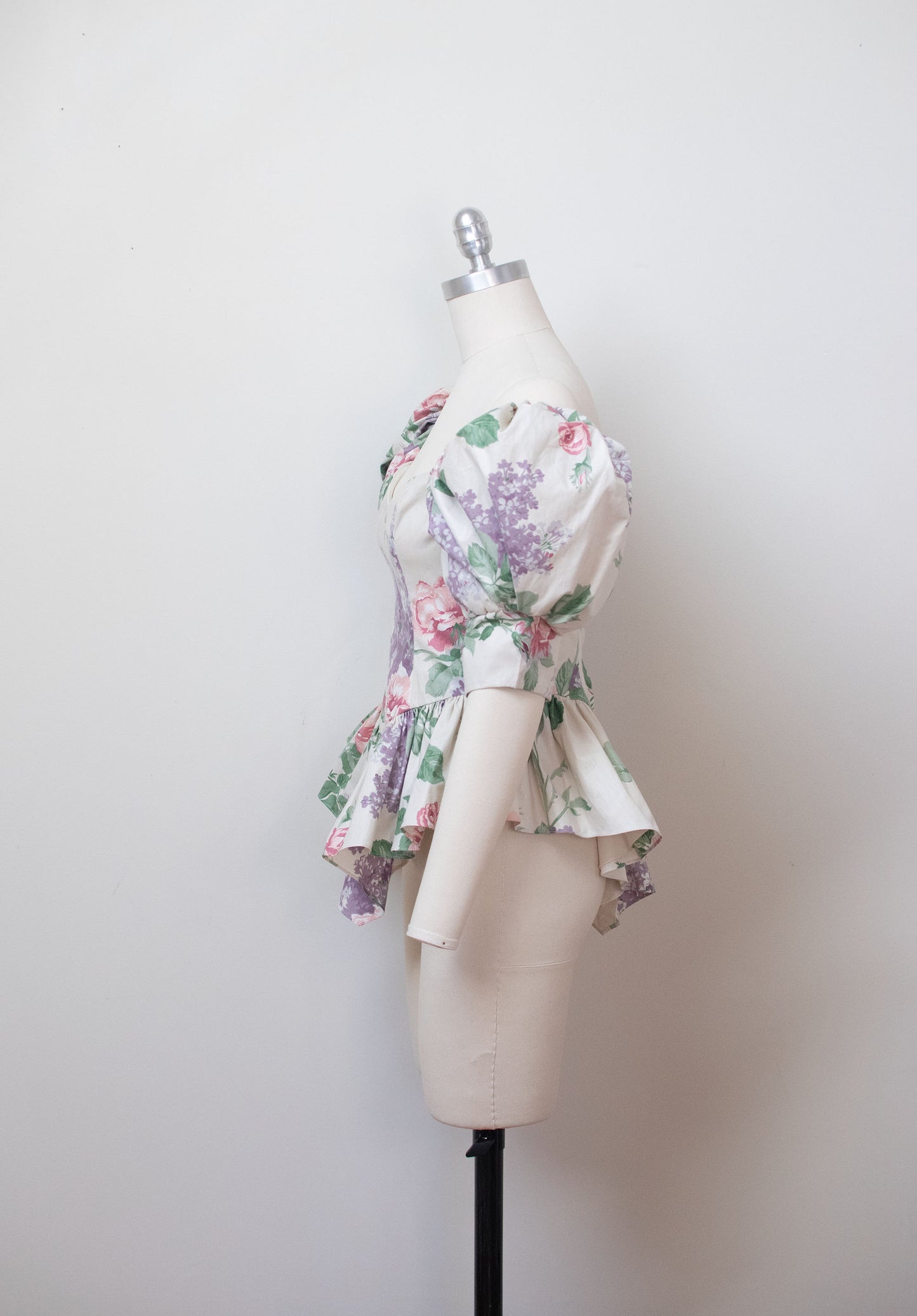 1980s Floral Puff Sleeve Top