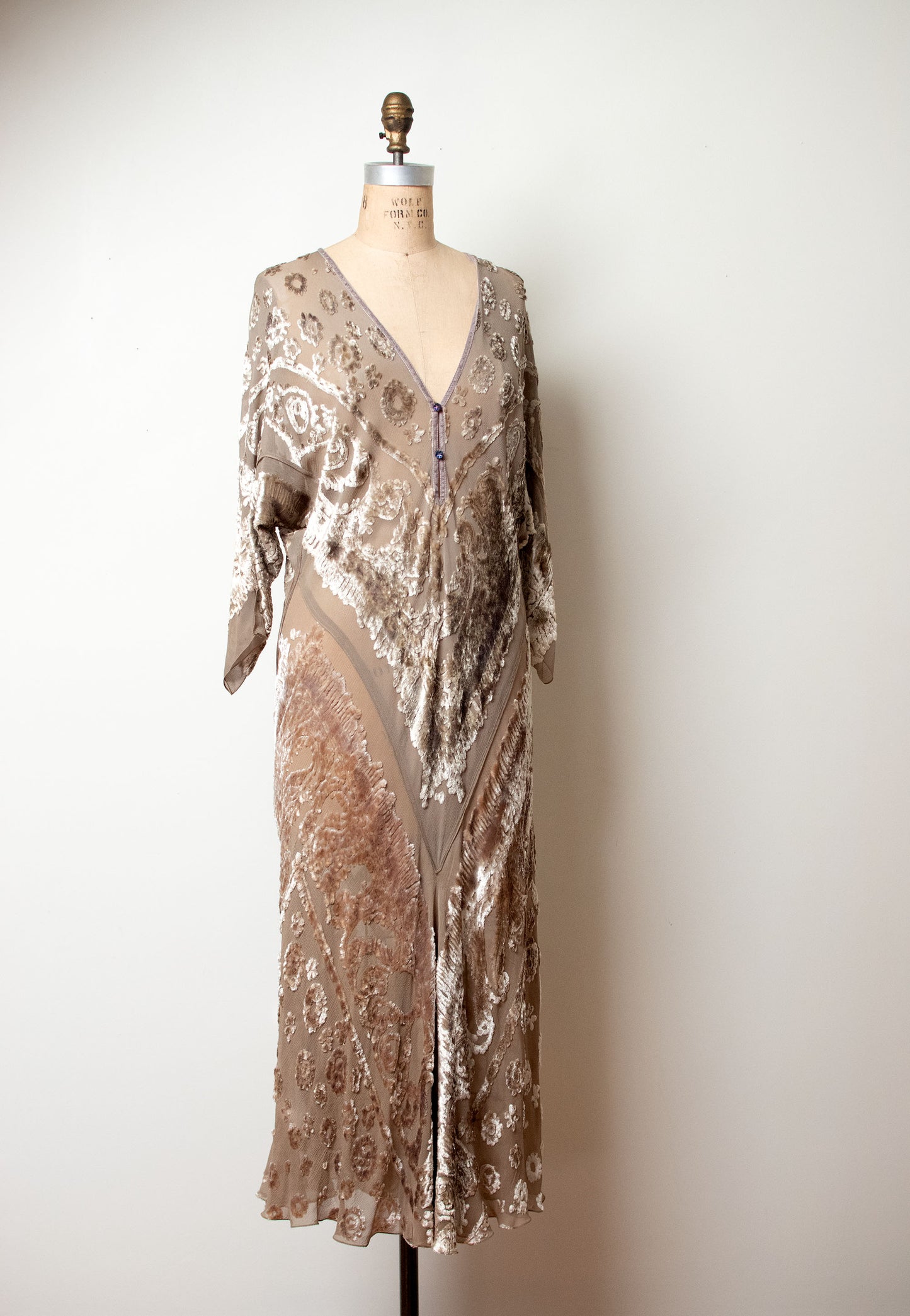 1980s Devore Velvet Dress