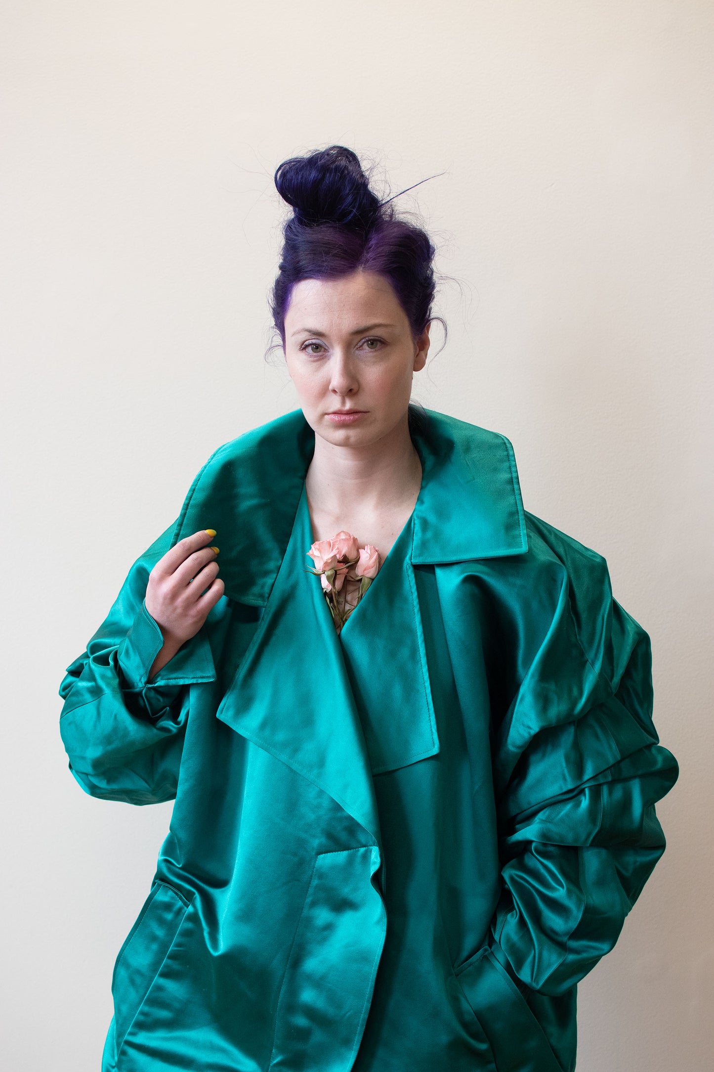 Claude Montana Emerald Silk Coat  | A Virtual Affair