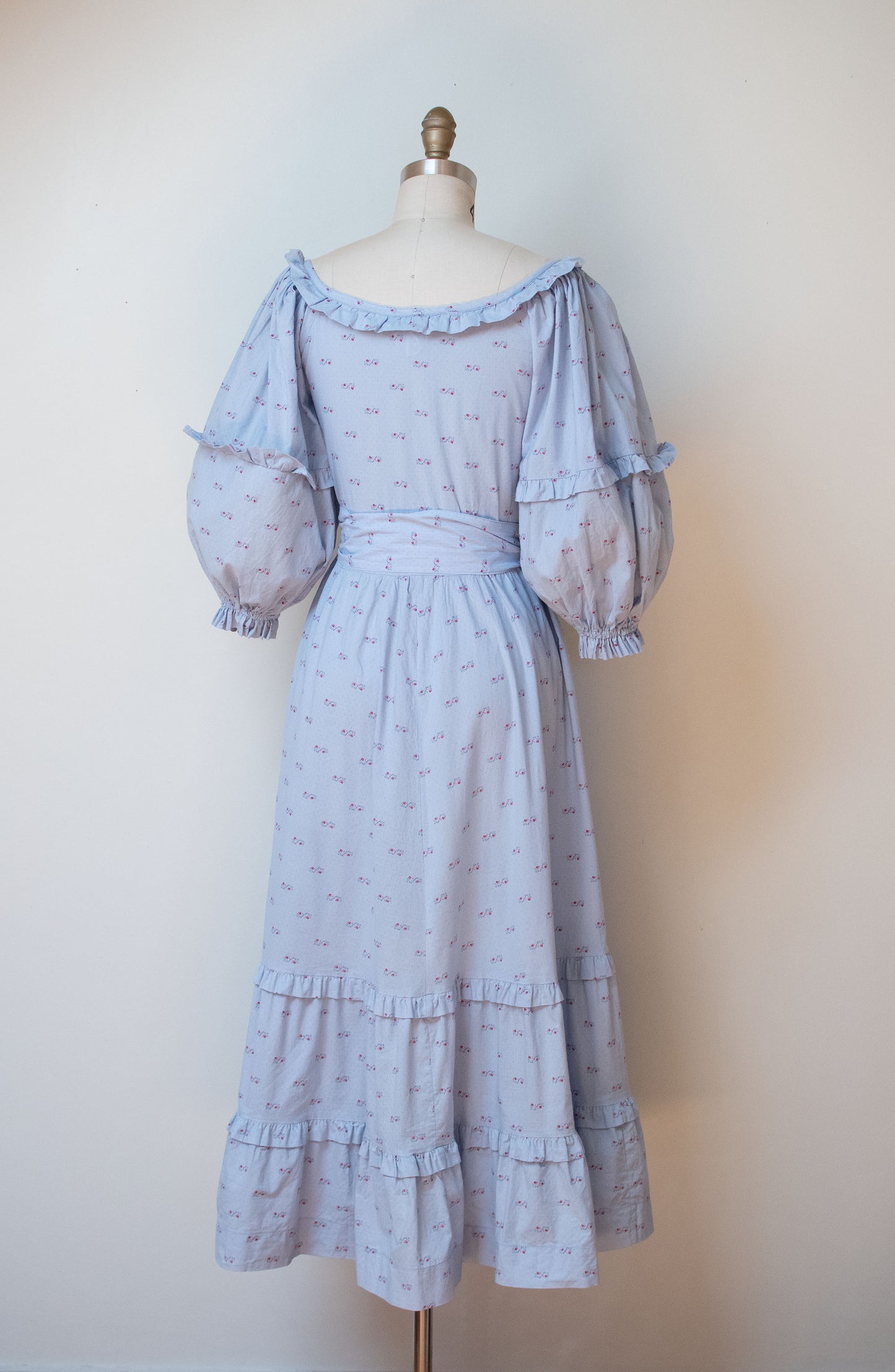 1980s Periwinkle Balloon Sleeve Dress | Laura Ashley