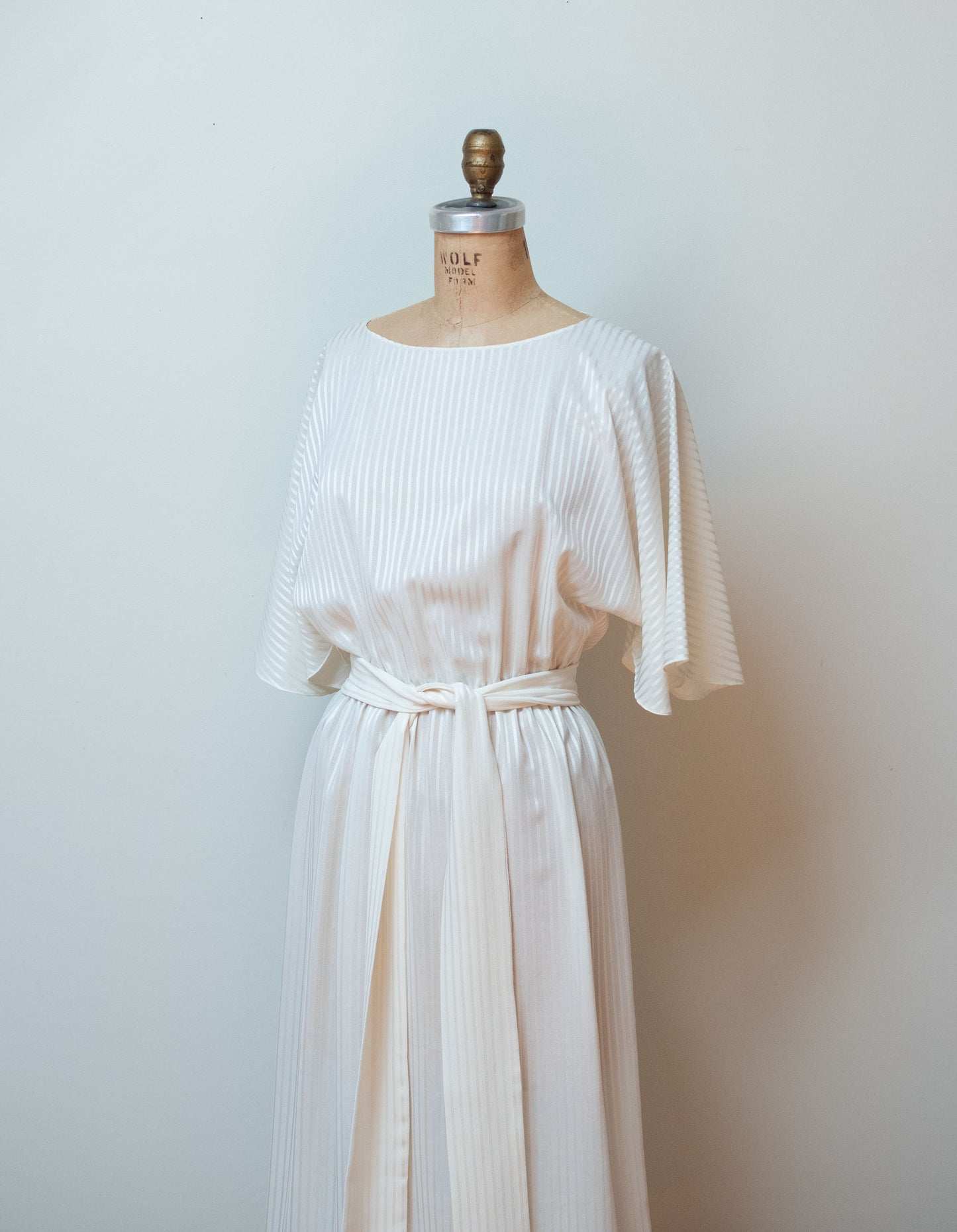 1980s White Subtle Stripe Dress