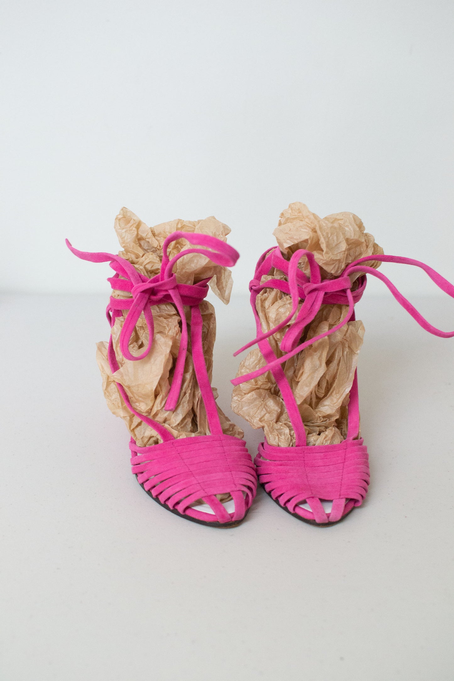 Shocking Pink Suede Lace Up Wedge Shoes | Robert Clergerie 7