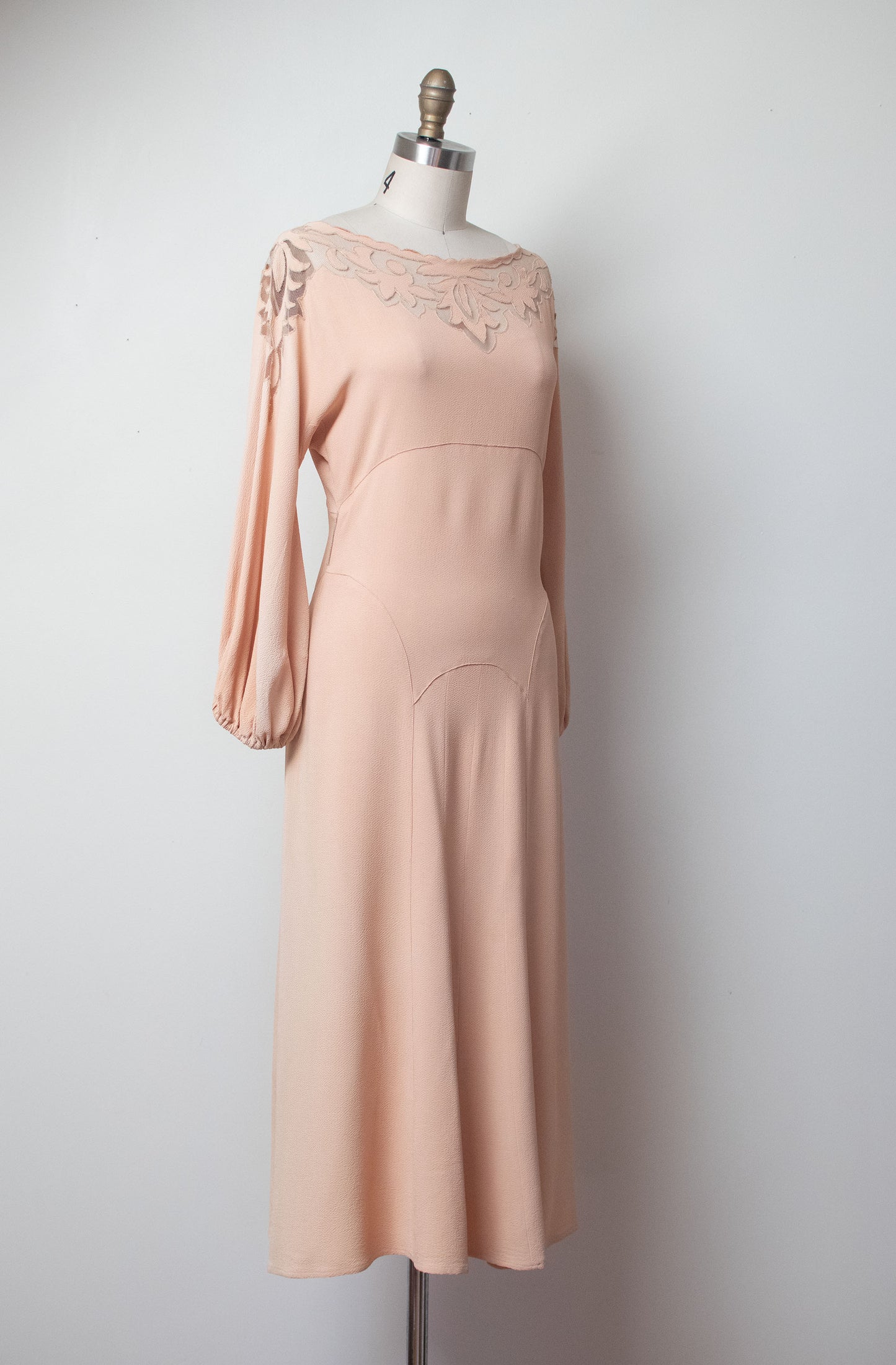 1930s Blush Crepe Dress