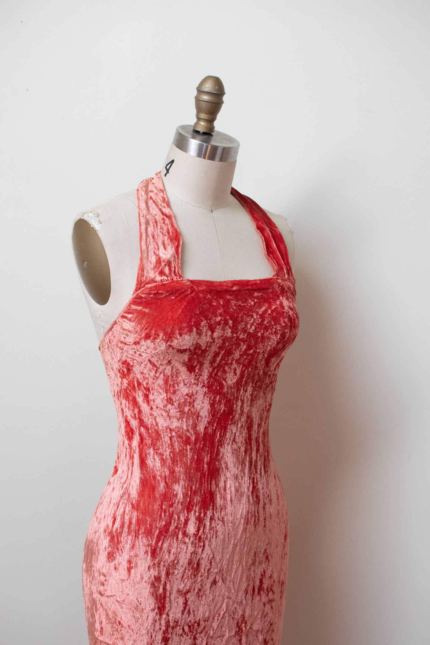 1930s Crushed Velvet Halter Dress