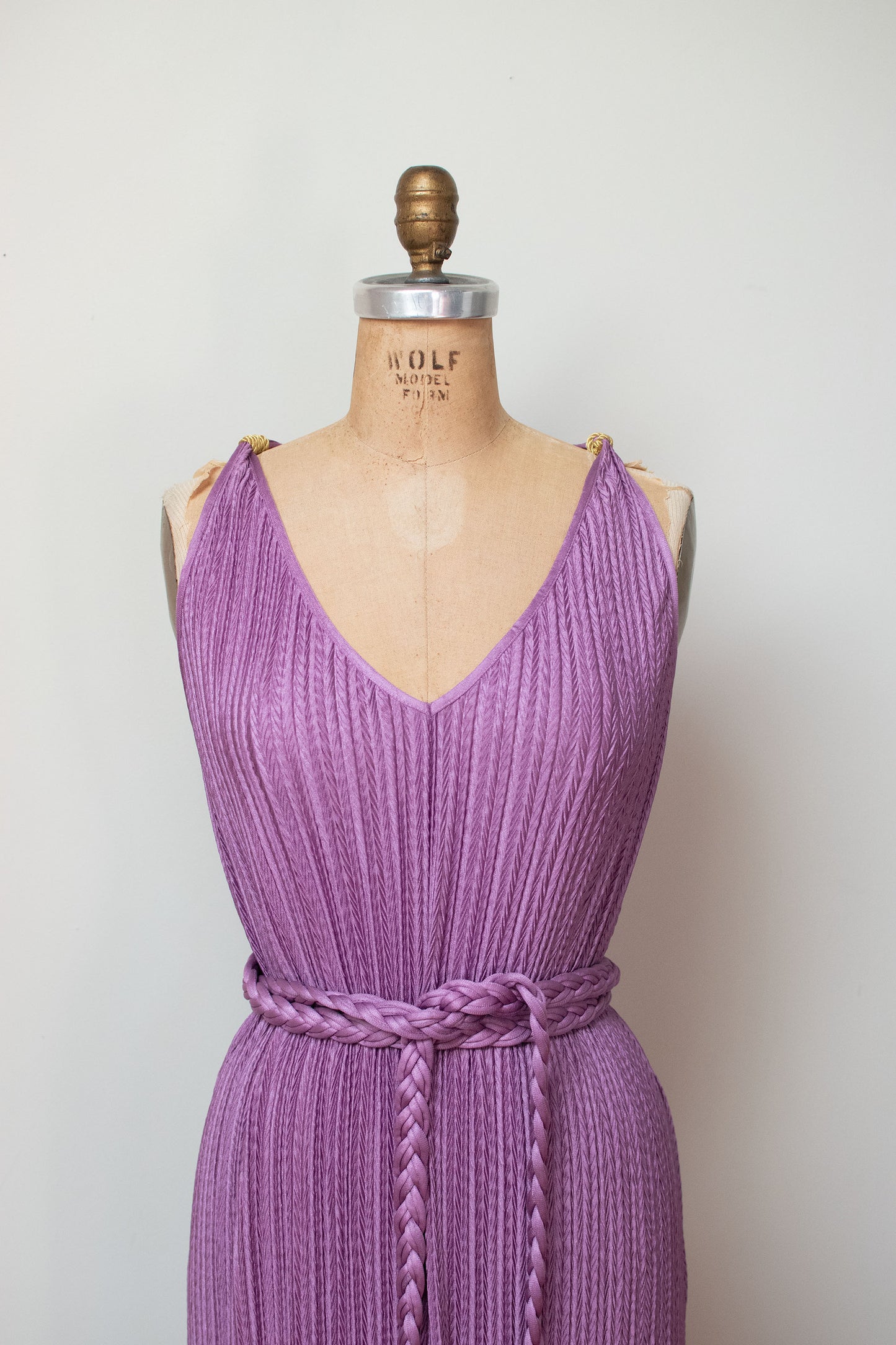 1980s Lilac dress w/ Braided Belt | Mary Mcfadden