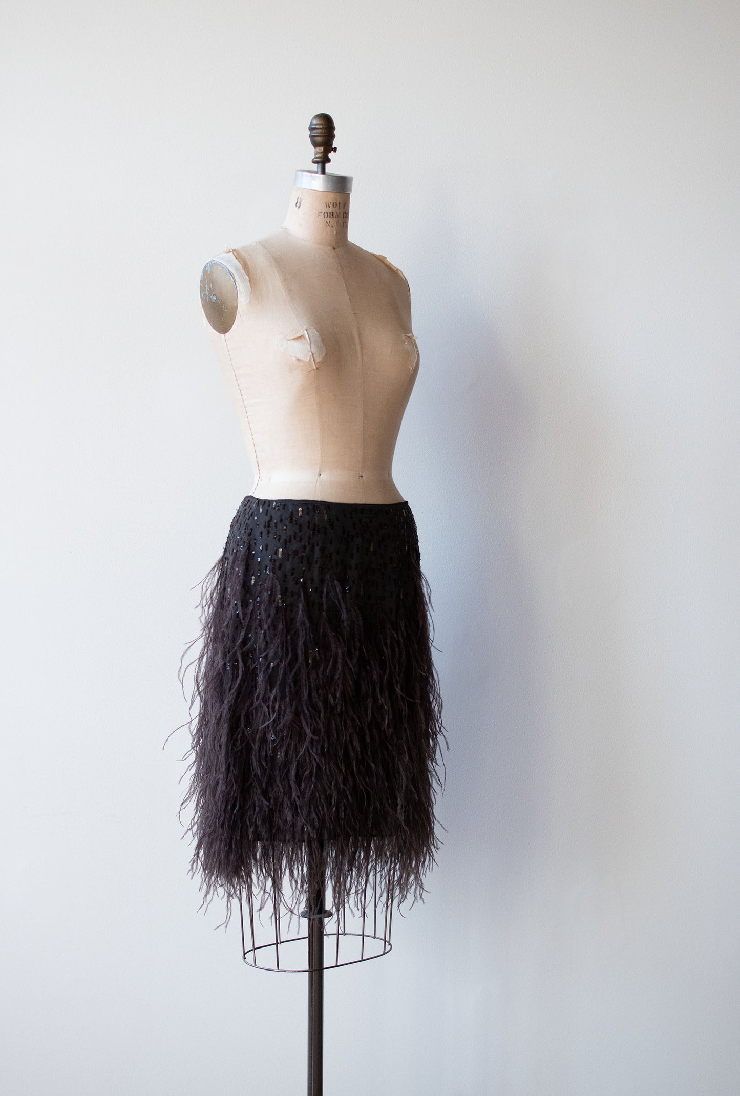 1990s Silk Feather Trim Skirt | Heidi Weisel