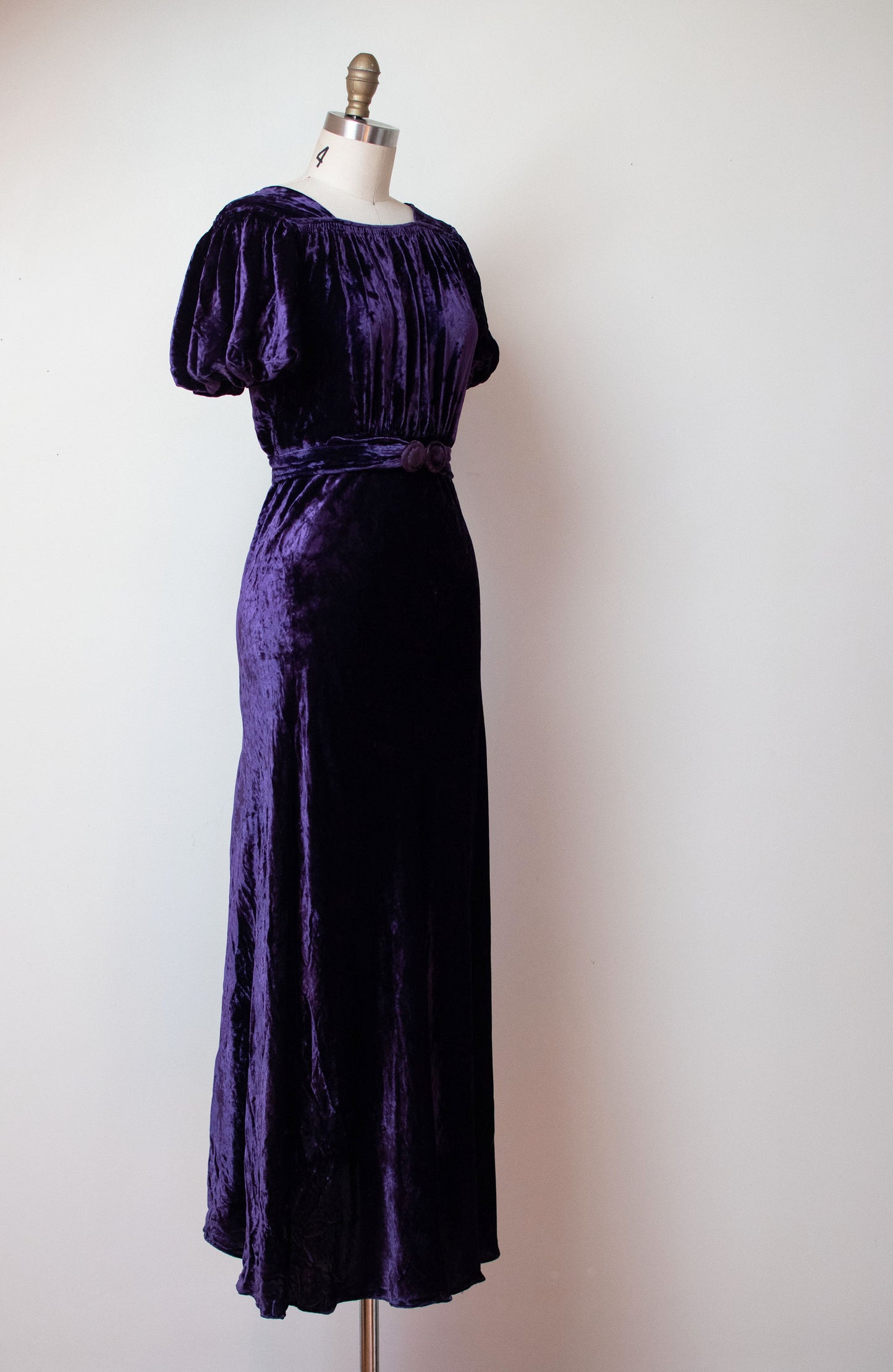 1930s Purple Velvet Dress