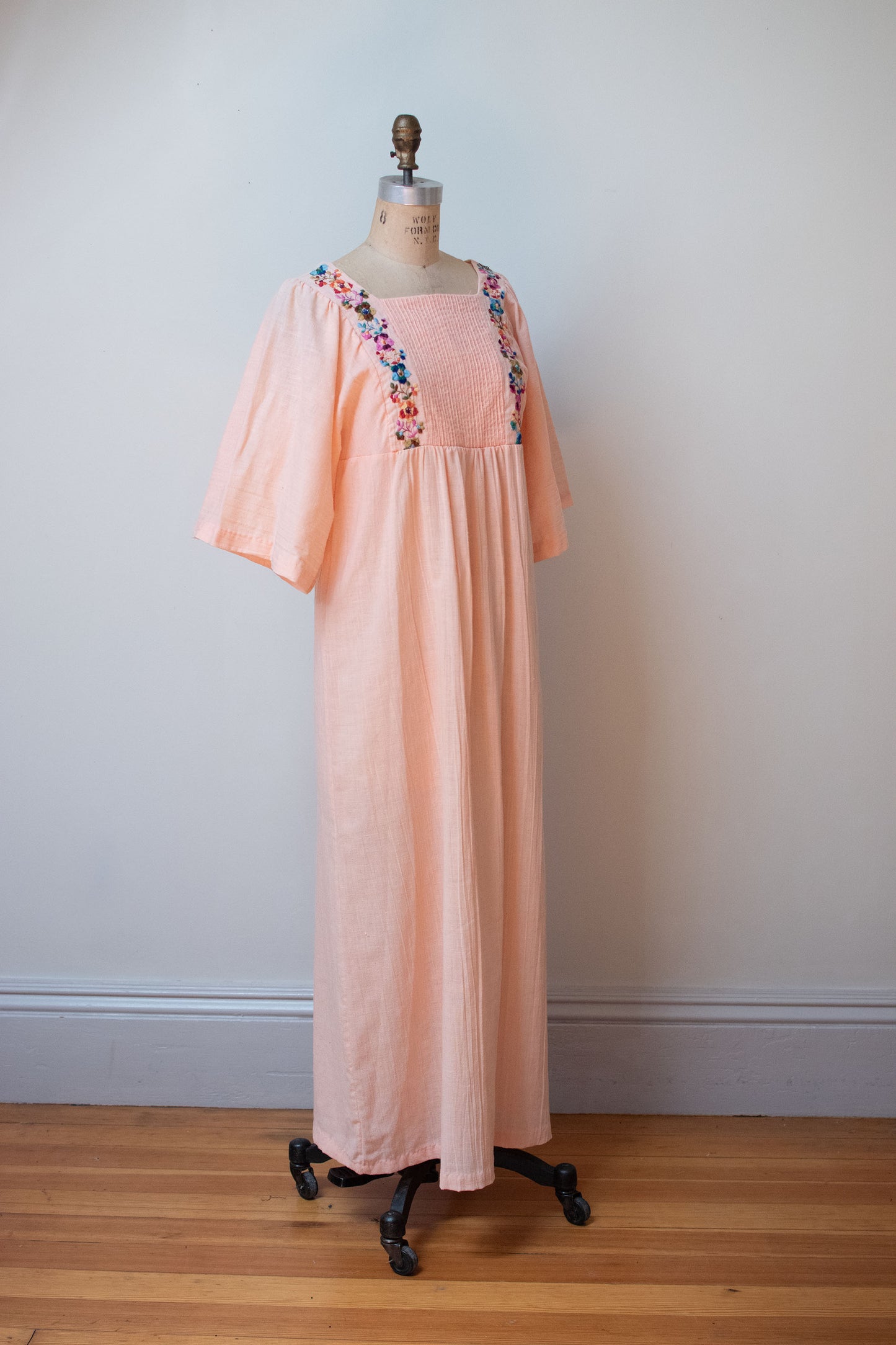 1970s Peach Gauze Dress