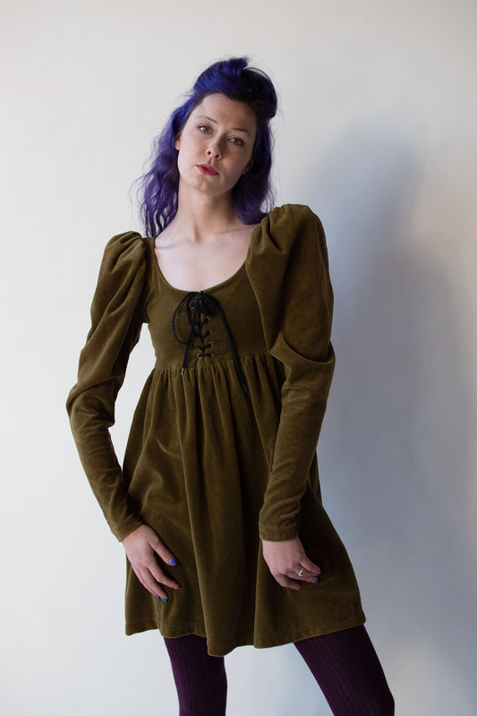 1980s Green Velvet Dress | Betsey Johnson Punk Label