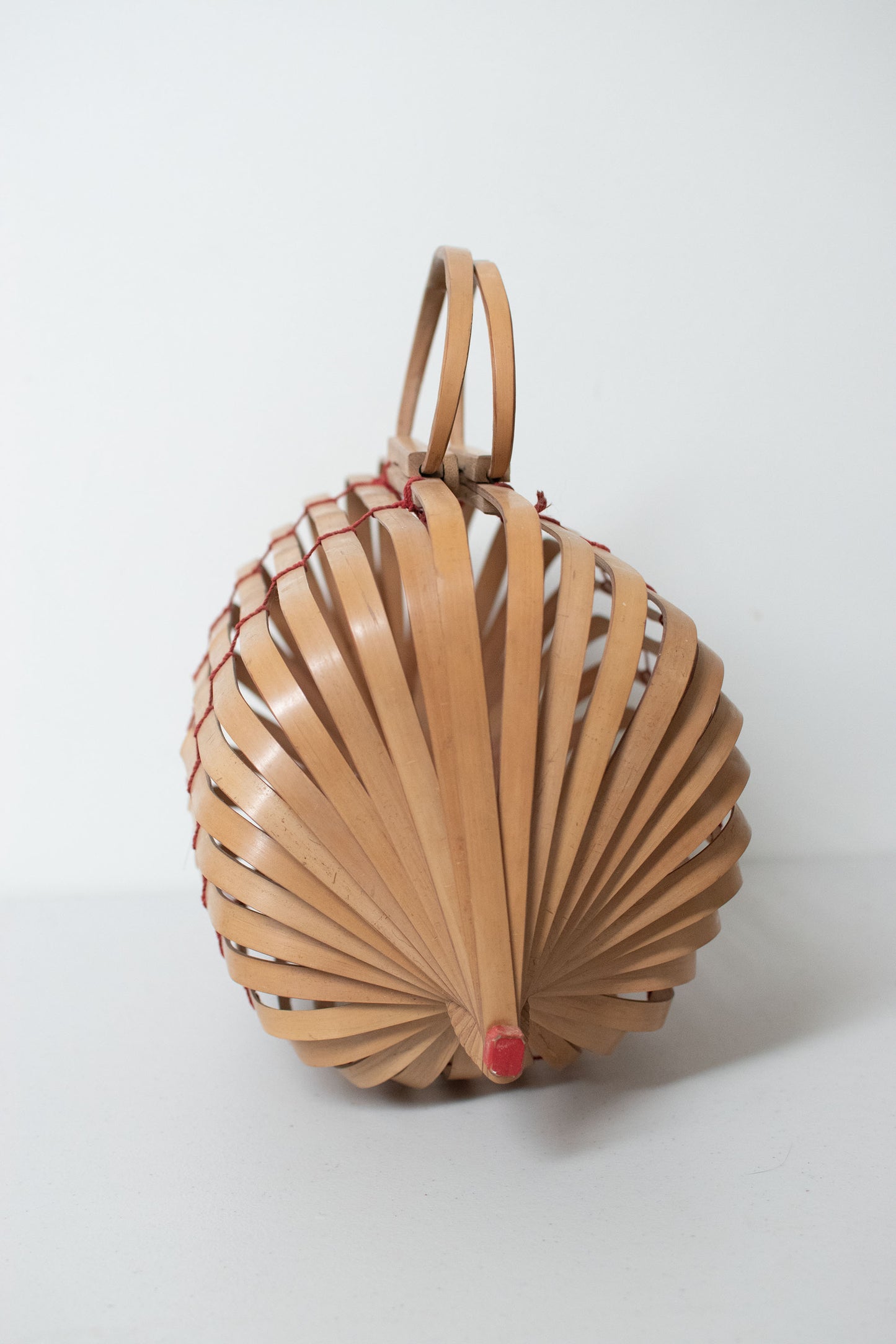 1940s Collapsible Bamboo Basket Bag