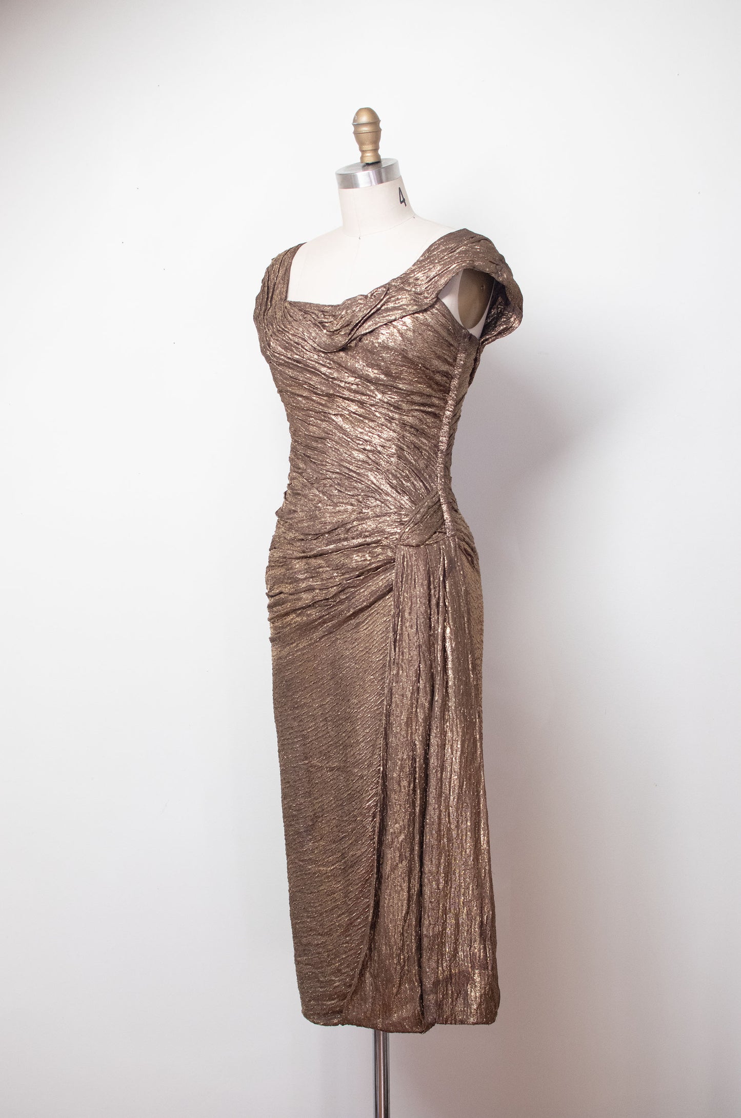 1950s Bronze Lamé Dress | Ceil Chapman