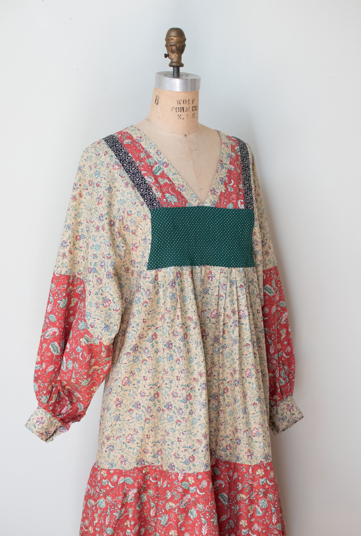 1980s Mixed Floral Print Dress