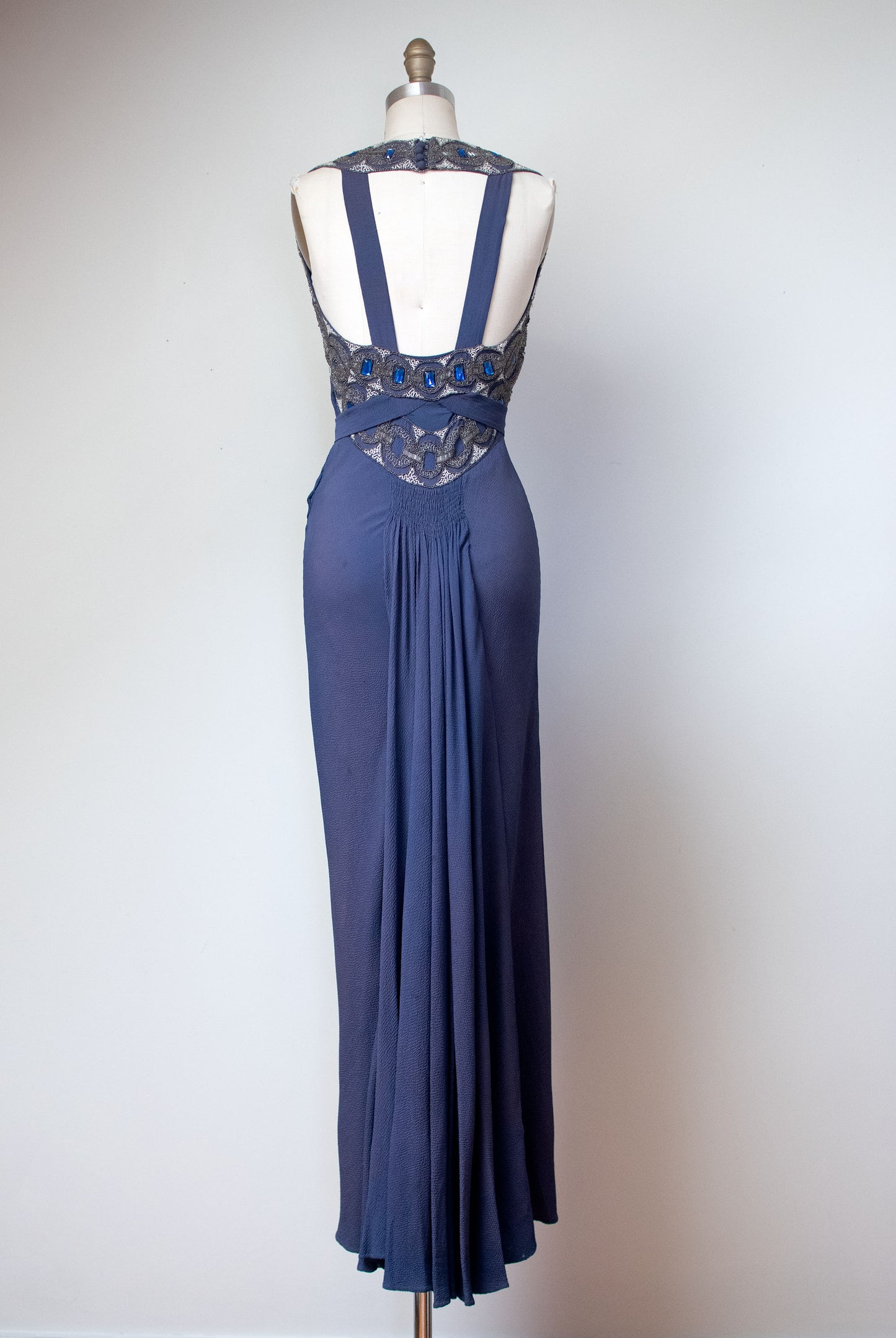 1930s Jeweled Crepe Gown