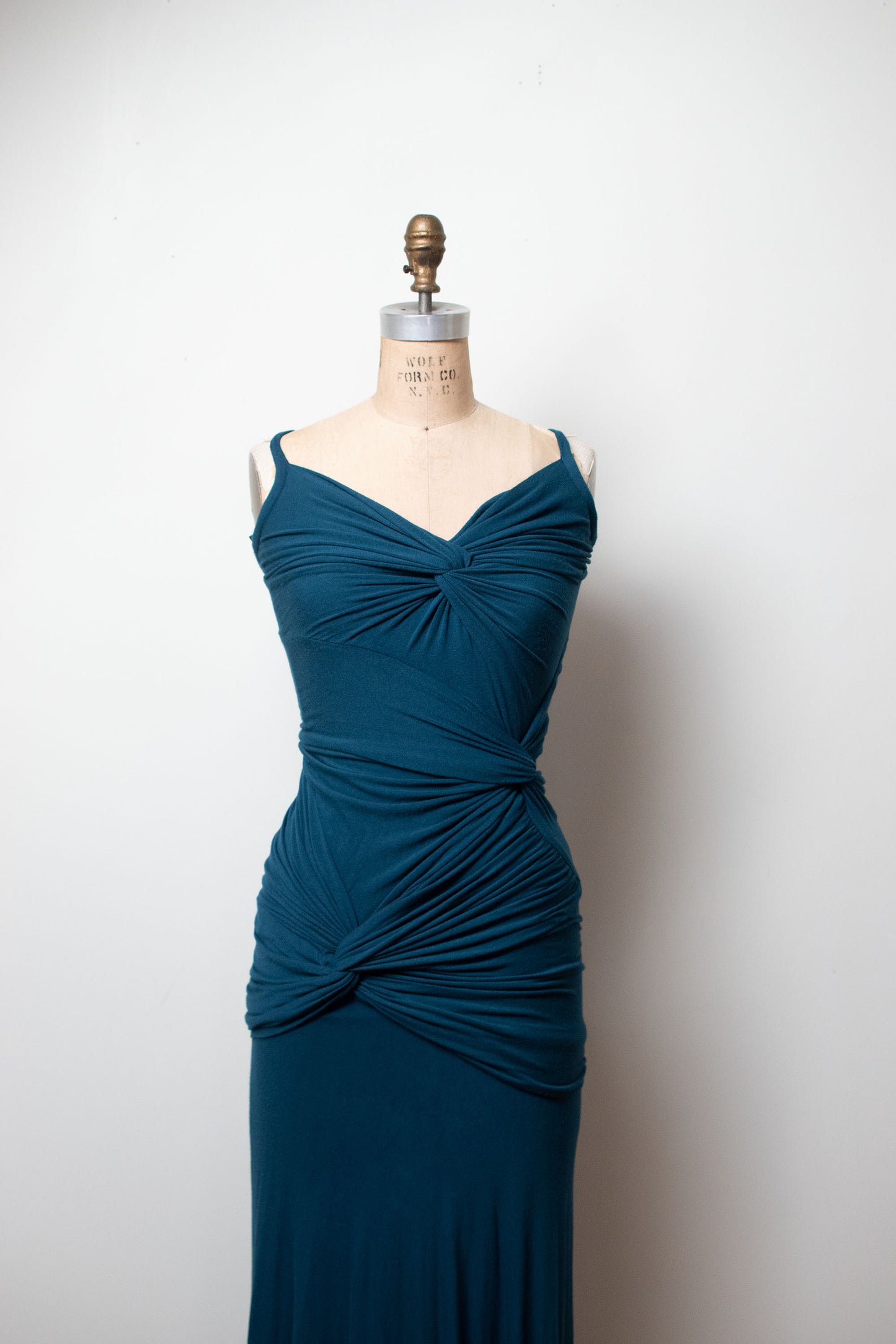 Knotted Teal Jersey Gown | Donna Karan