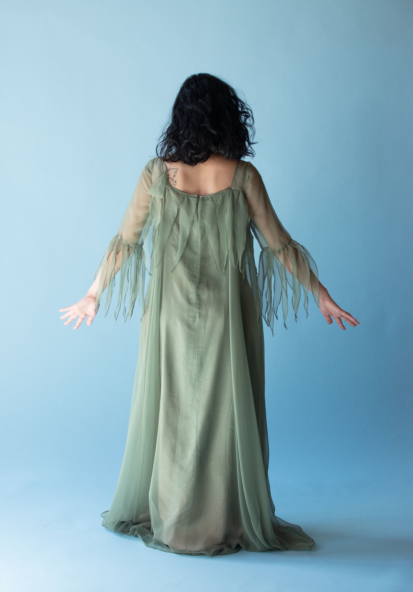 1970s Green Chiffon Dress | Jean Varon