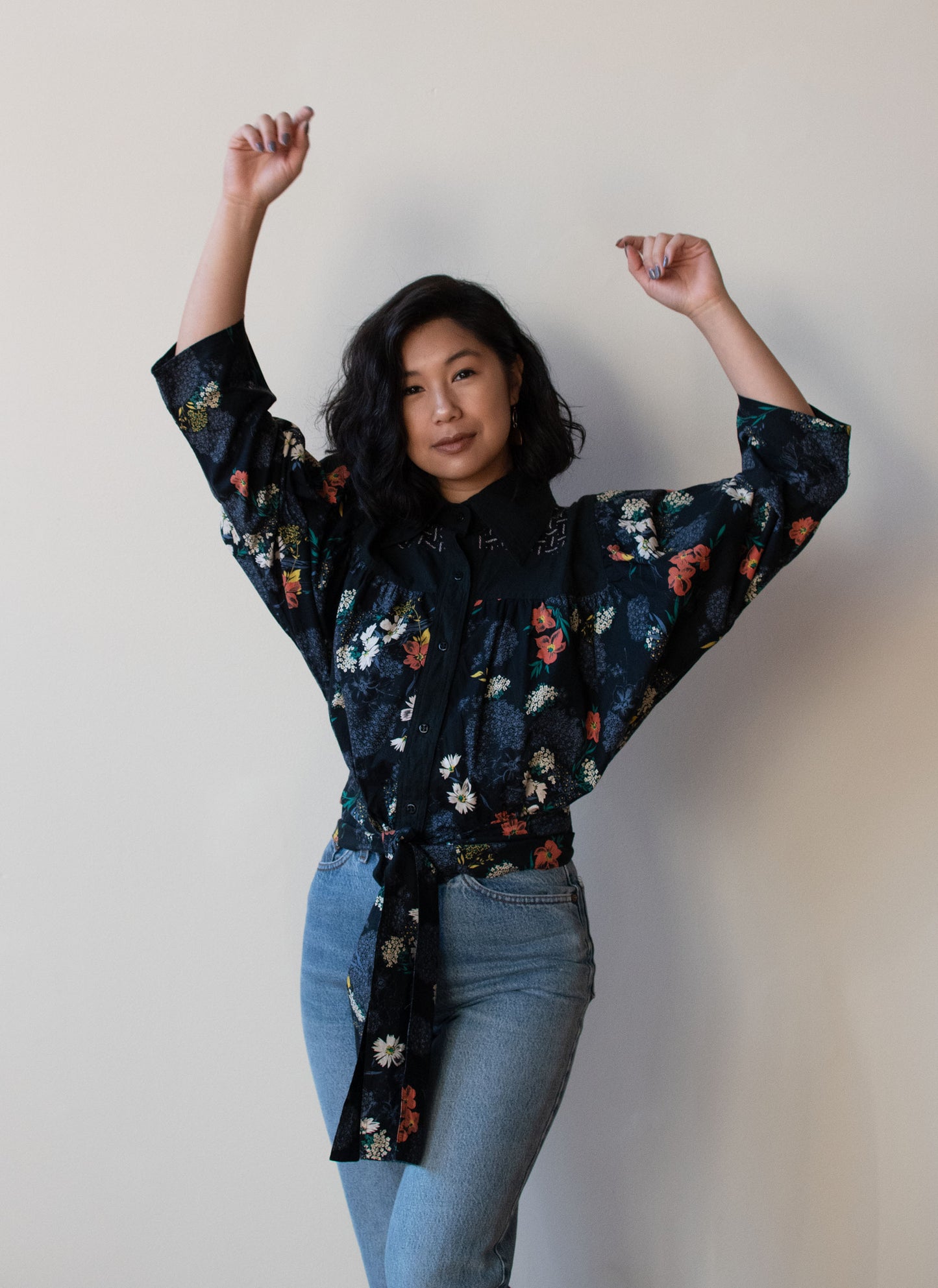 Dark Floral Print Blouse | Koos van den Akker