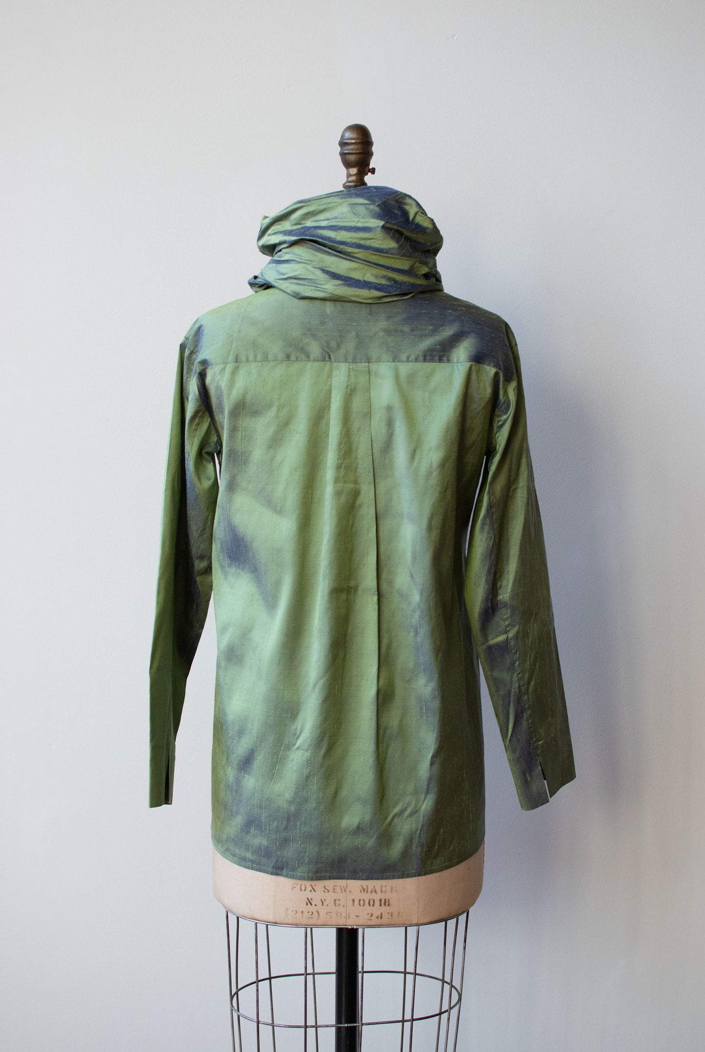 1990s Iridescent Green Silk Blouse | Romeo Gigli