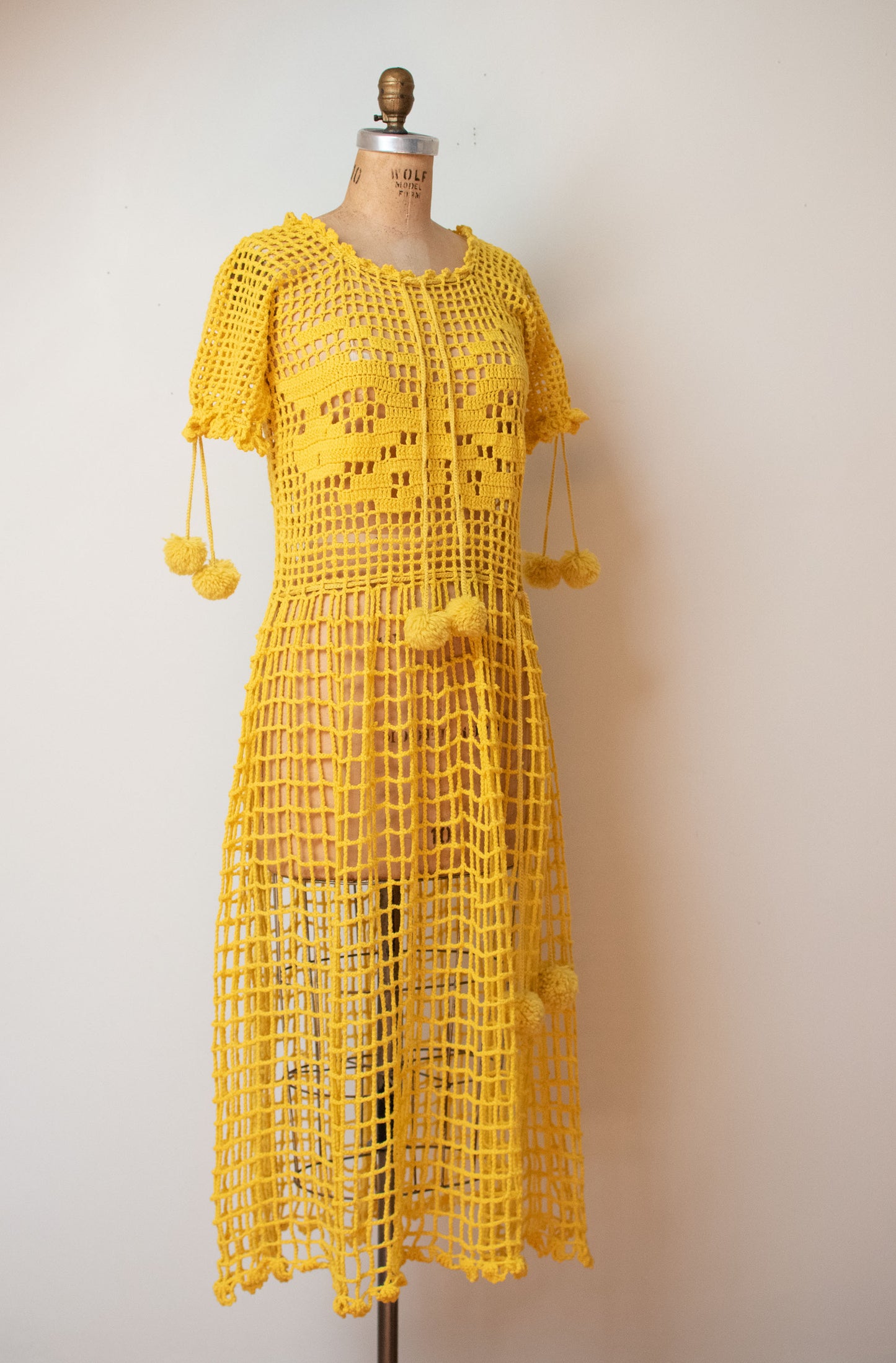 1920s Saffron Crochet Dress