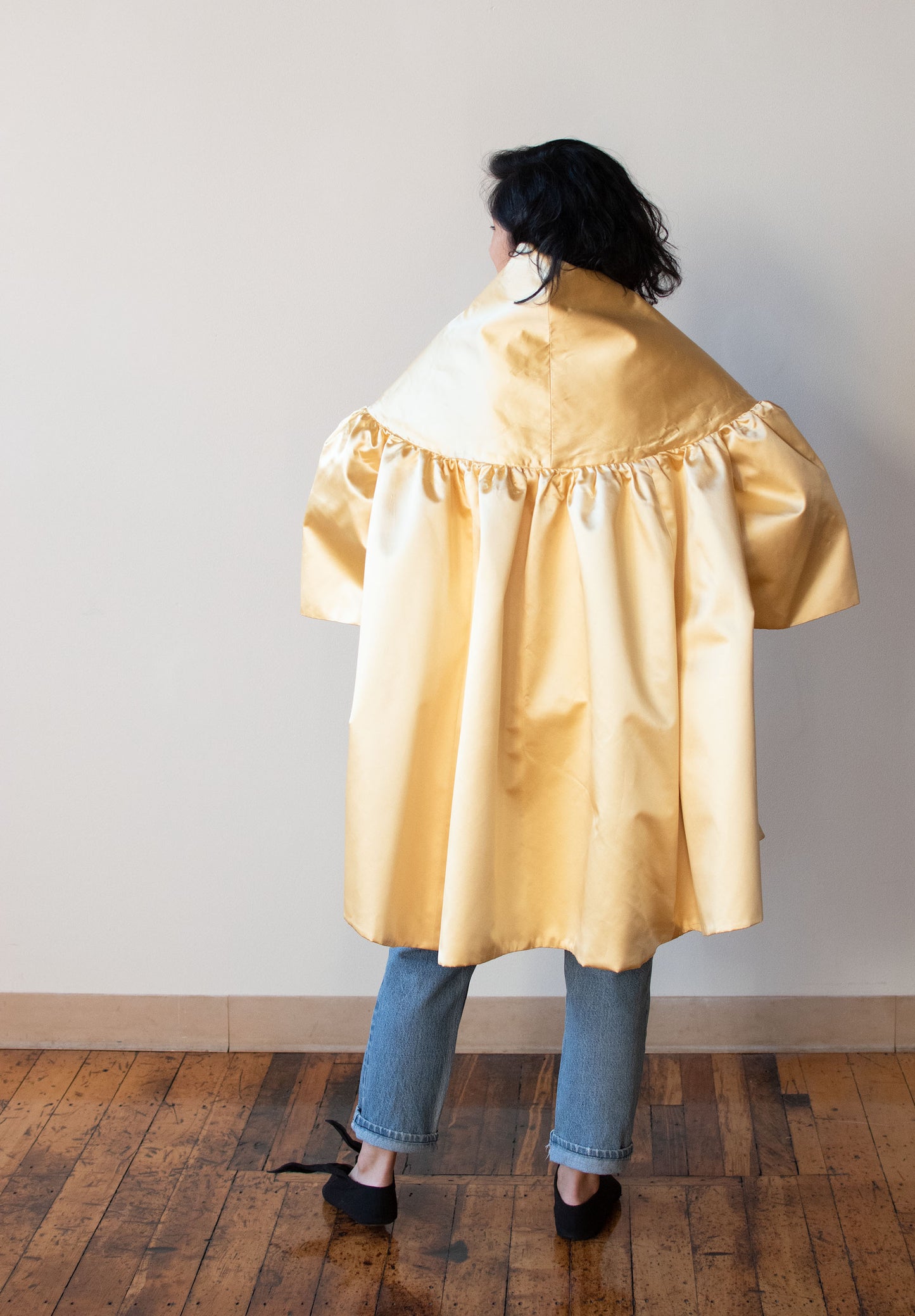 1990s Cream Silk Evening Coat