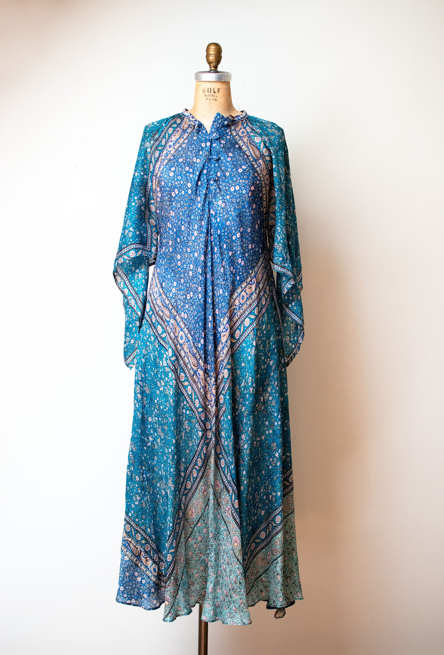 1970s Block Print Silk Dress | Zodiac