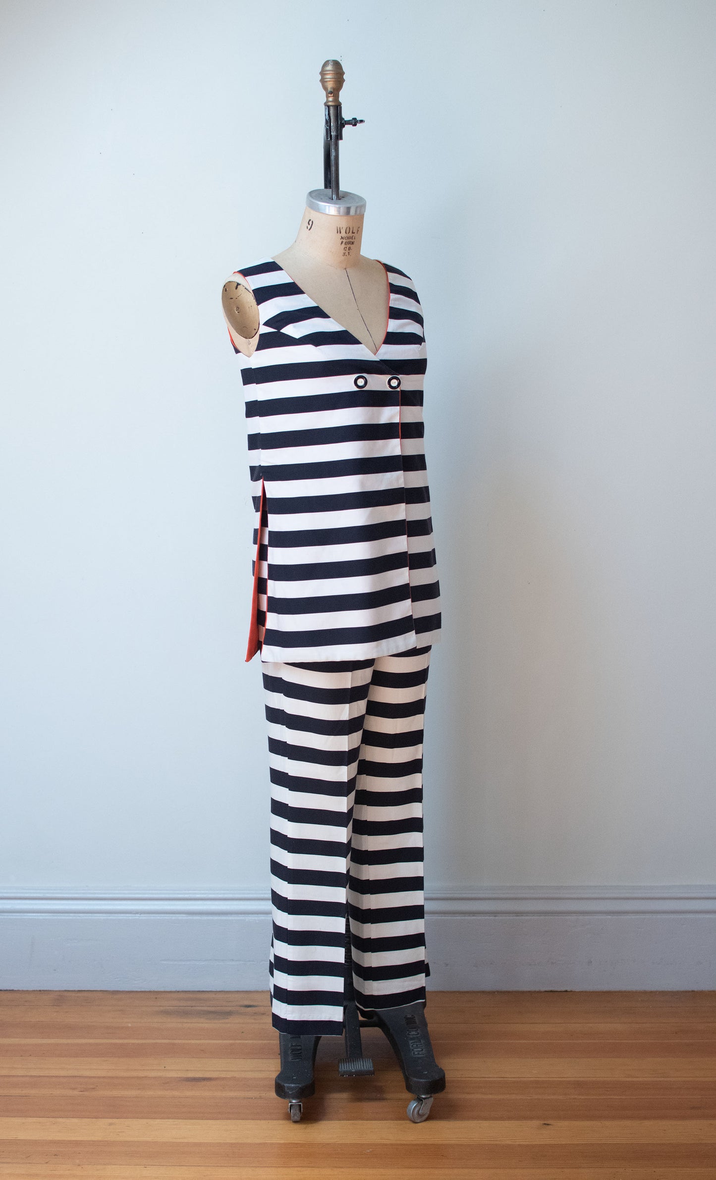 1960s Black & White Striped Pants Suit