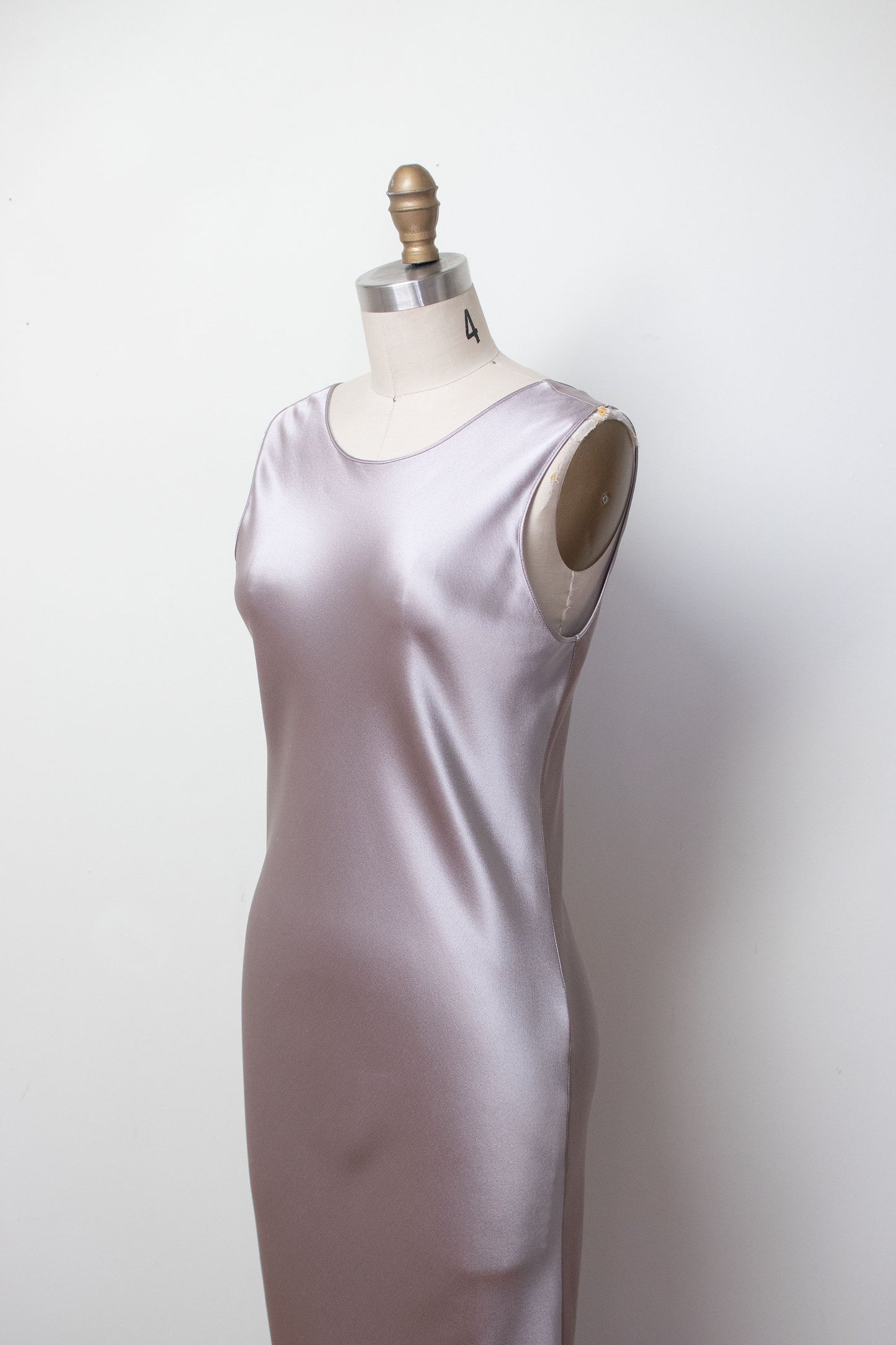 1990s Gray Silk Bias Cut Dress