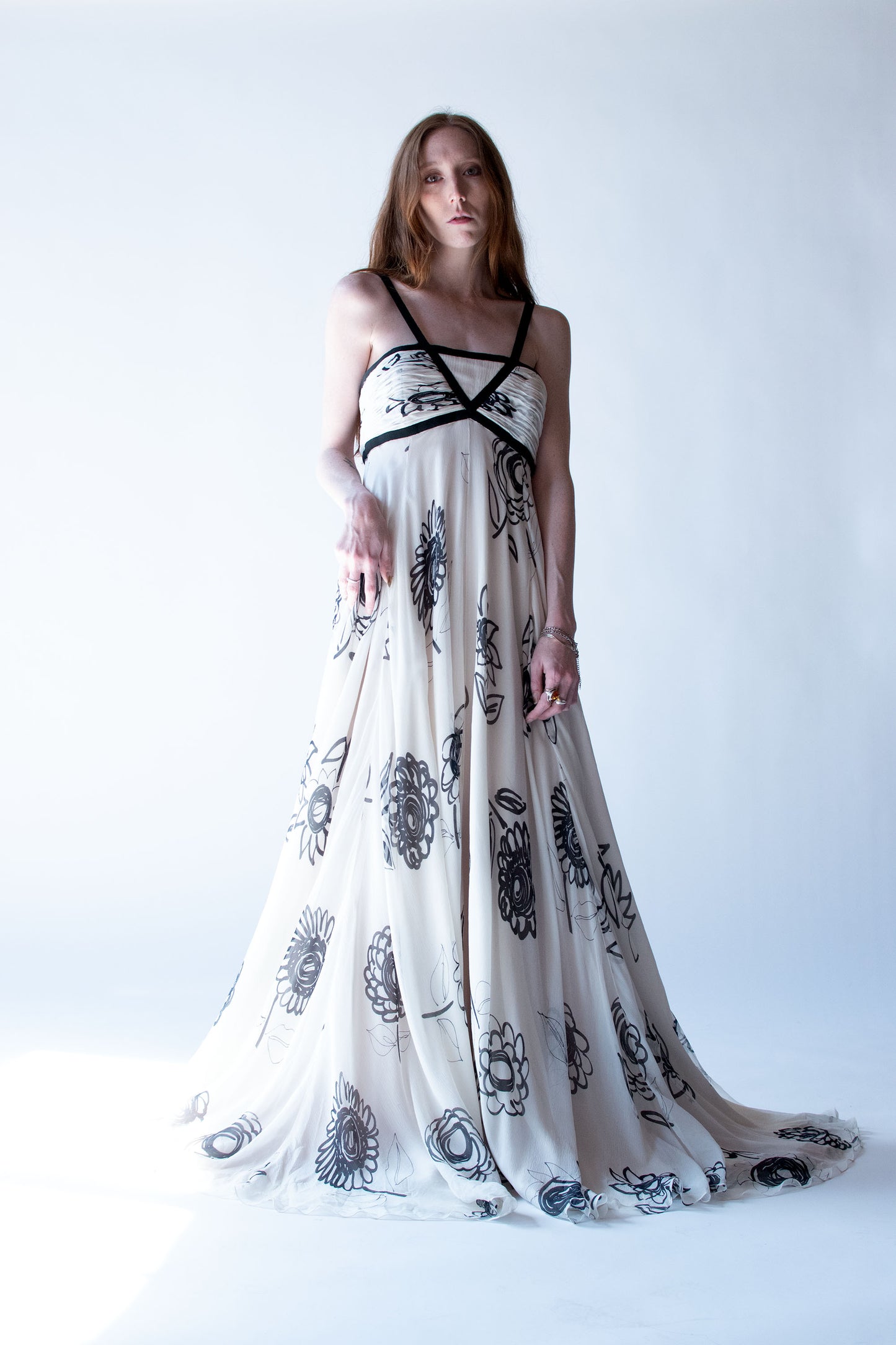 Floral Print Chiffon Gown | Bill Blass