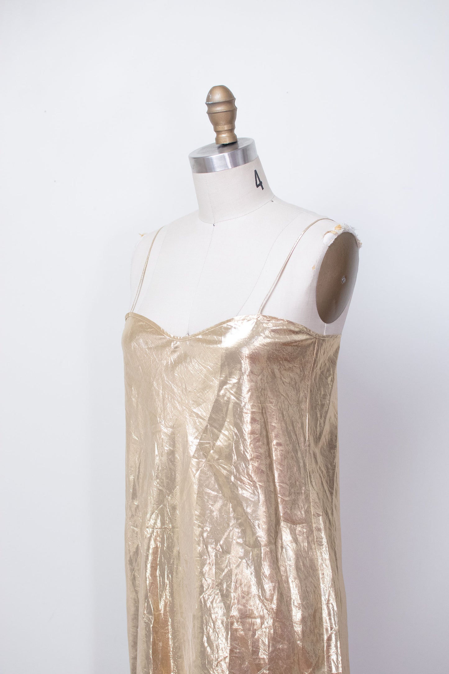 1990s Metallic Gold Slip Dress