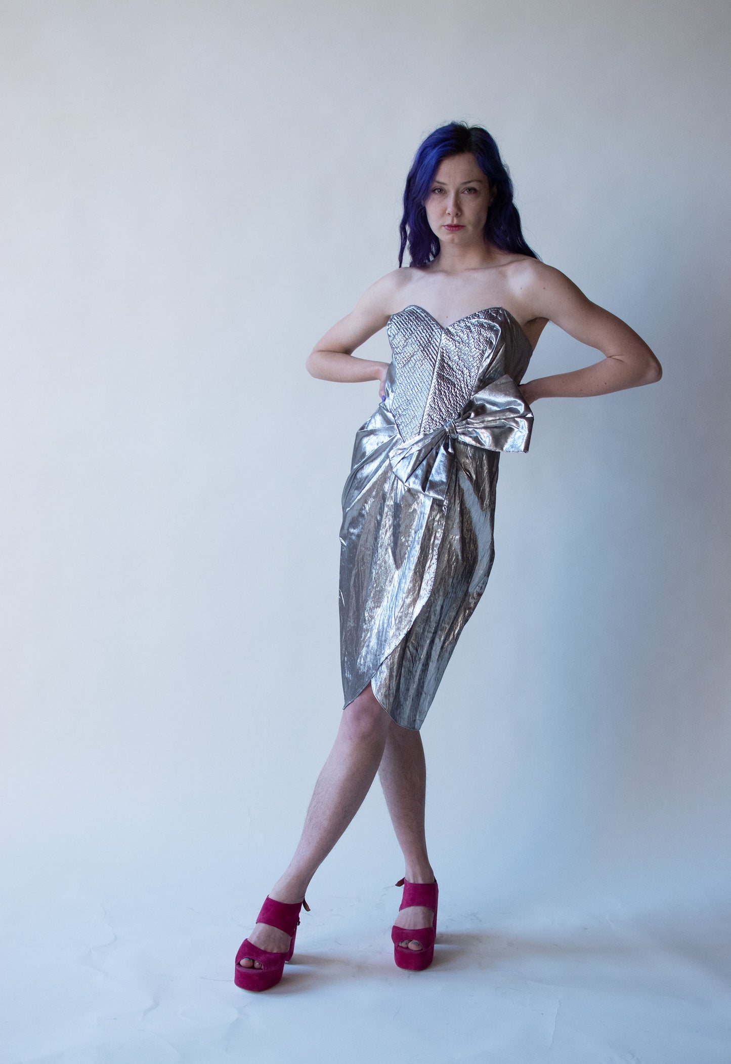 1980s Silver Lame Dress