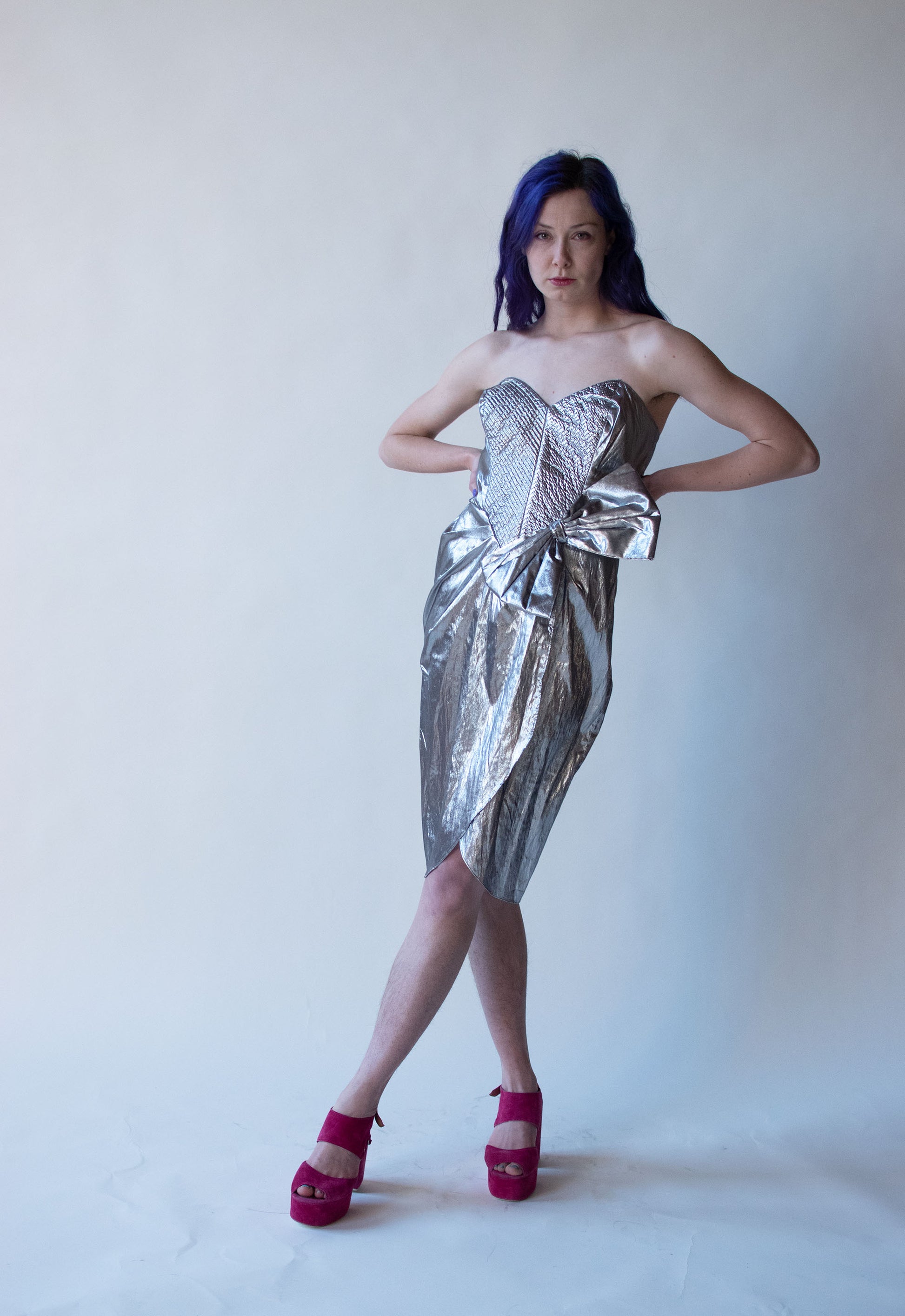 1980s Silver Lame Dress 1980s Silver Lame Dress