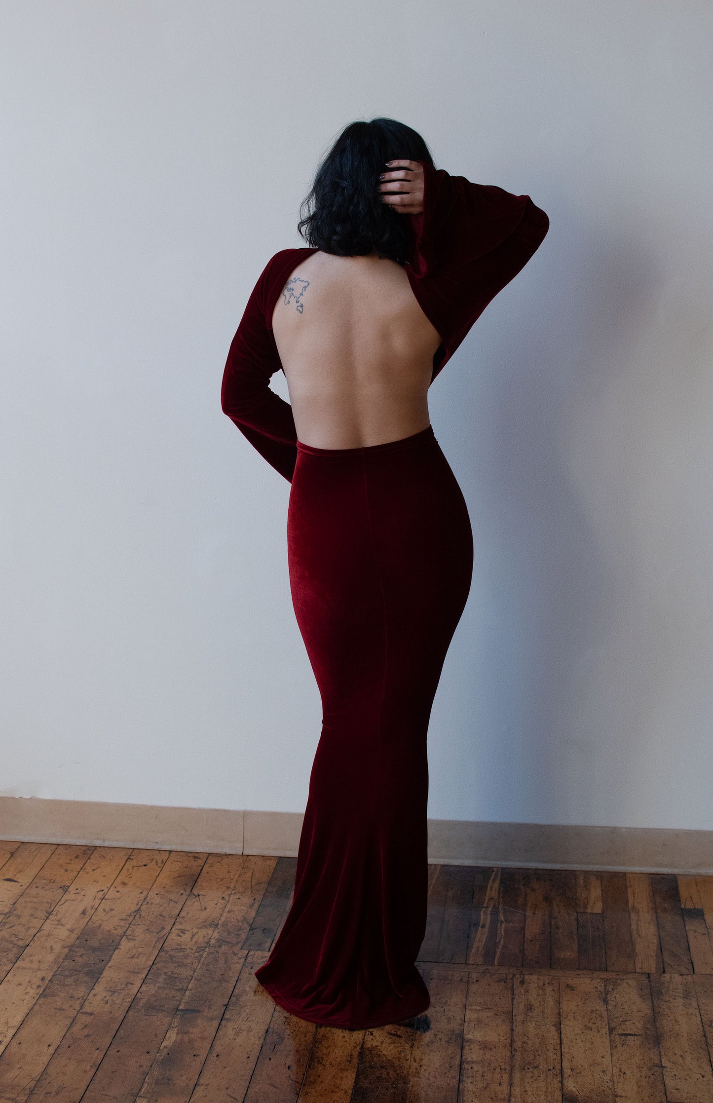 1990s Red Velvet Dress