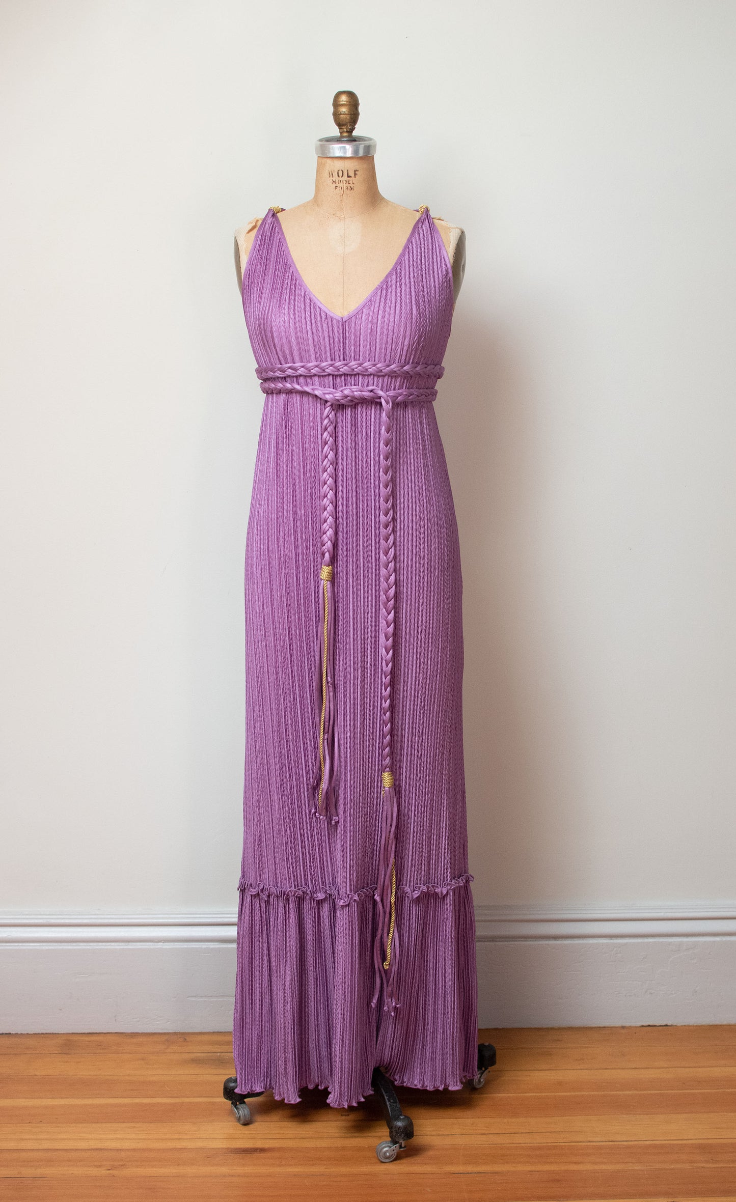 1980s Lilac dress w/ Braided Belt | Mary Mcfadden
