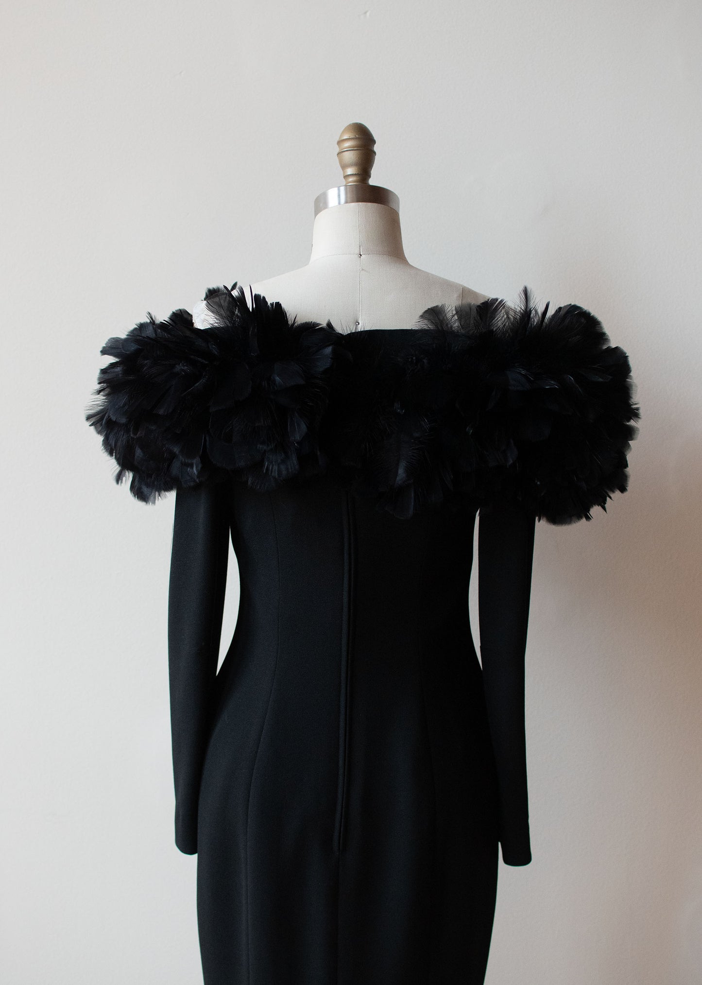 1980s Feather Trim Dress | A.J. Bari